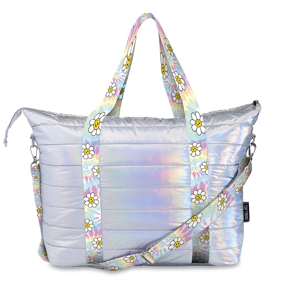TOP TRENZ Puffer Tote Bag - Stylish Weekender Bag for Women | Large Travel Overnight Bag for Work, School & Gym | Water-Resistant Carryall for Weekend Getaways & Business Trips