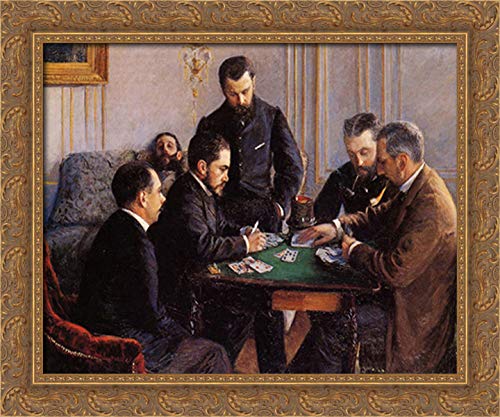 Gustave Caillebotte Game of Bezique 24x20 Gold Ornate Wood Framed Canvas Art - Vintage French Painting for Living Room, Office & Gallery Wall Decor