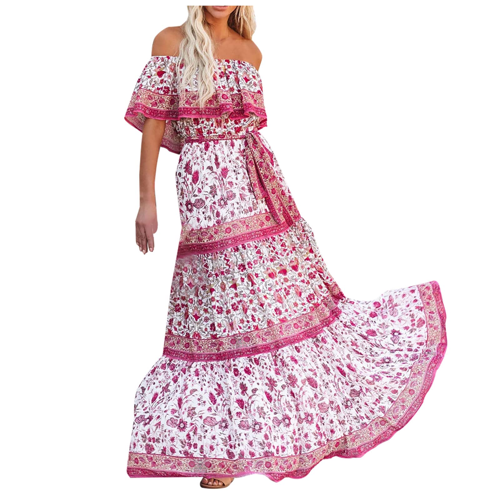 GN109 Women's Bohemian Swim Dress - Sexy Long Graphic Bathing Suit Cover Up for Beach Vacation | Perfect for Pool Parties, Summer Getaways & Tropical Resorts