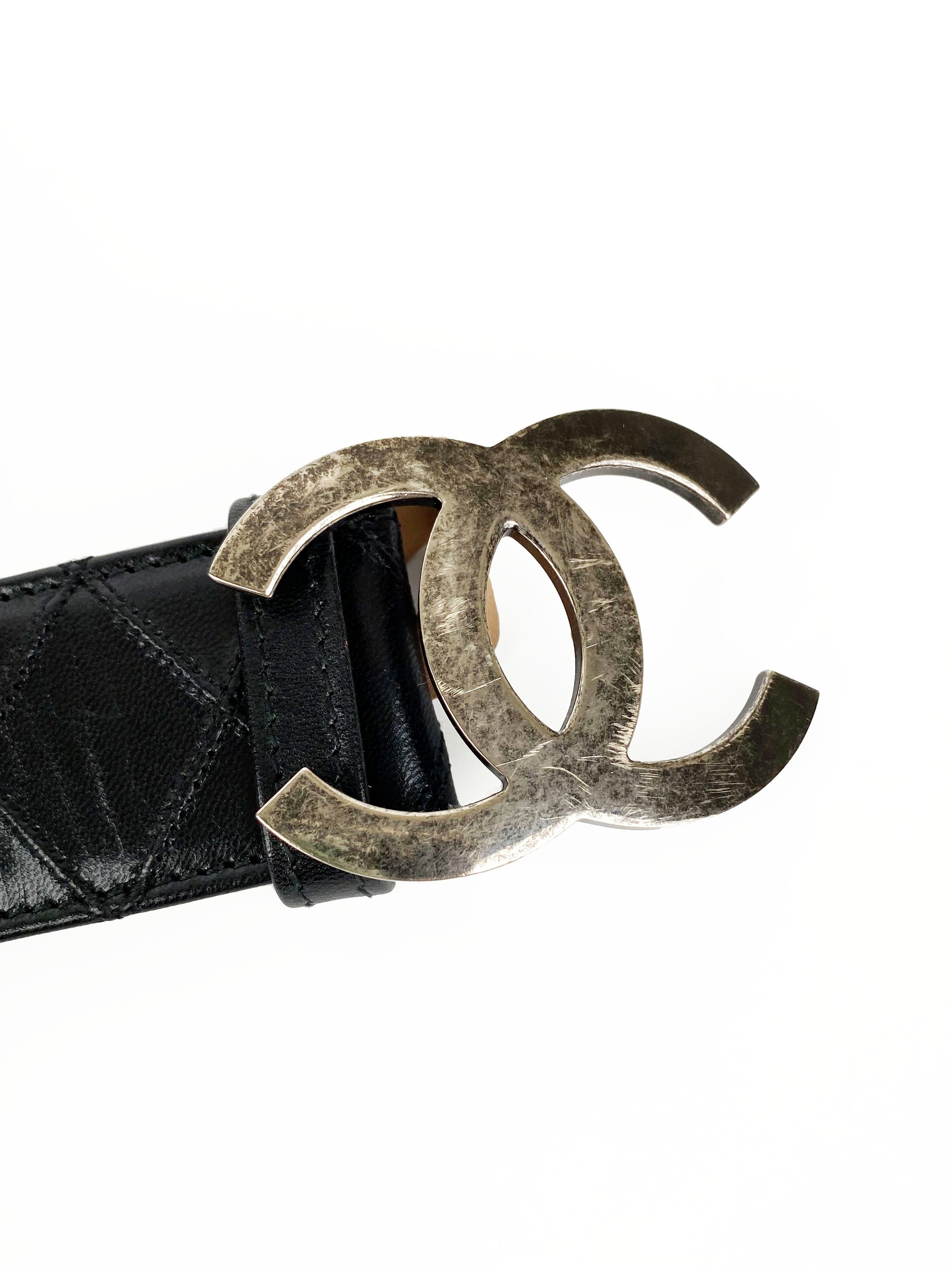 Chanel Black Leather Belt with Iconic CC Logo - Stylish and Elegant Accessory for Women | Perfect for Casual, Office, and Evening Outfits