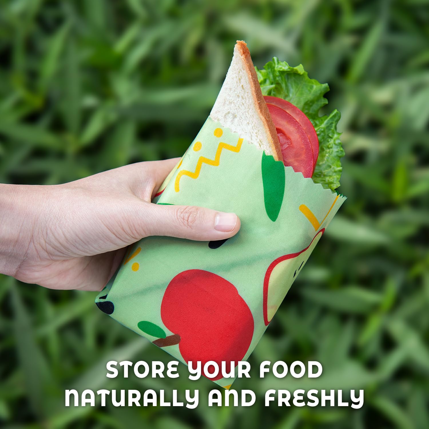 Eco-Friendly Beeswax Food Wraps Set of 9 - Reusable Plastic-Free Food Storage with Assorted Fruit Patterns (4 Small, 3 Medium, 2 Large) - Perfect for Sandwich Wrapping, Cheese Preservation & Leftover Covering