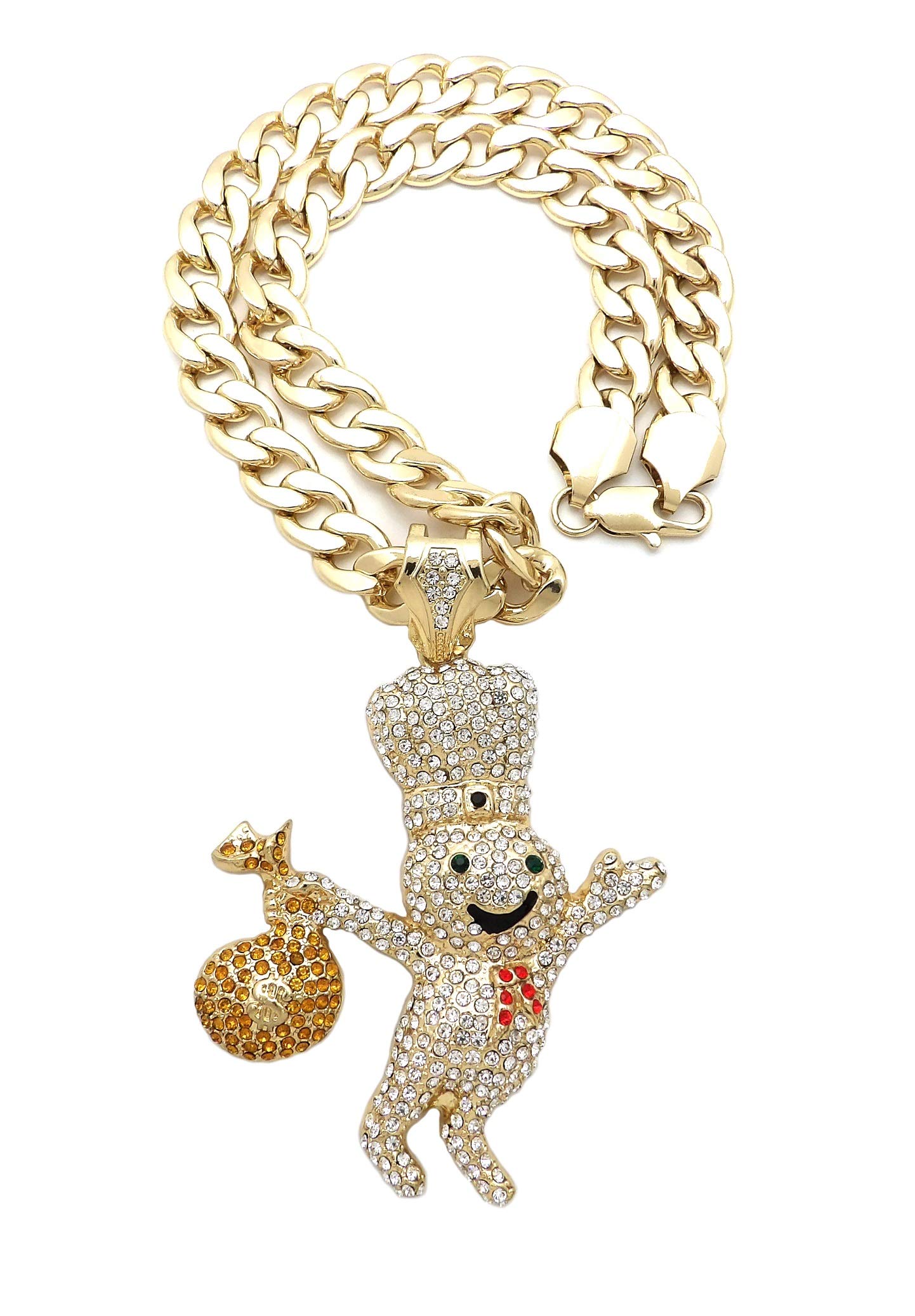 Iced Out Dough Boy Money Bag Pendant with 24