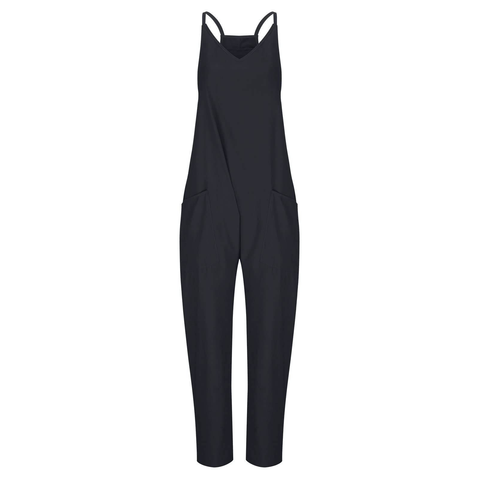 Women's Summer Jumpsuit - Sleeveless Romper with Pockets for Casual Outings