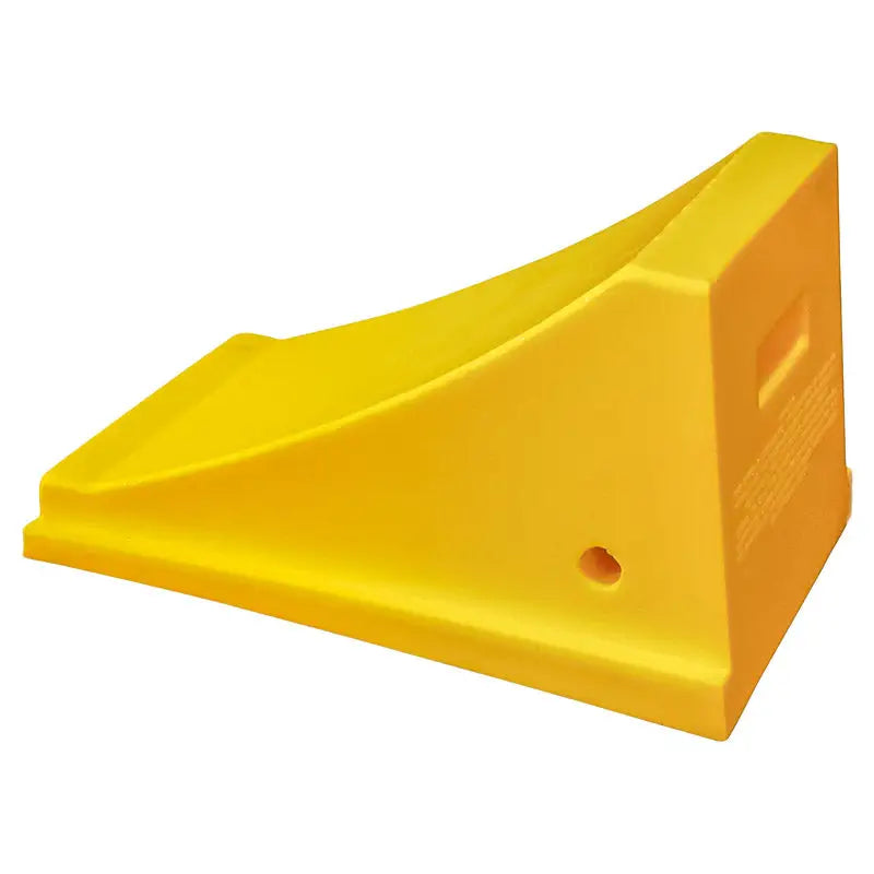 AME Yellow Urethane Wheel Chock for Trucks & Trailers - Heavy Duty 35-70 lbs Capacity - Non-Slip Vehicle Stabilizer for Parking, Loading Docks & RV Storage