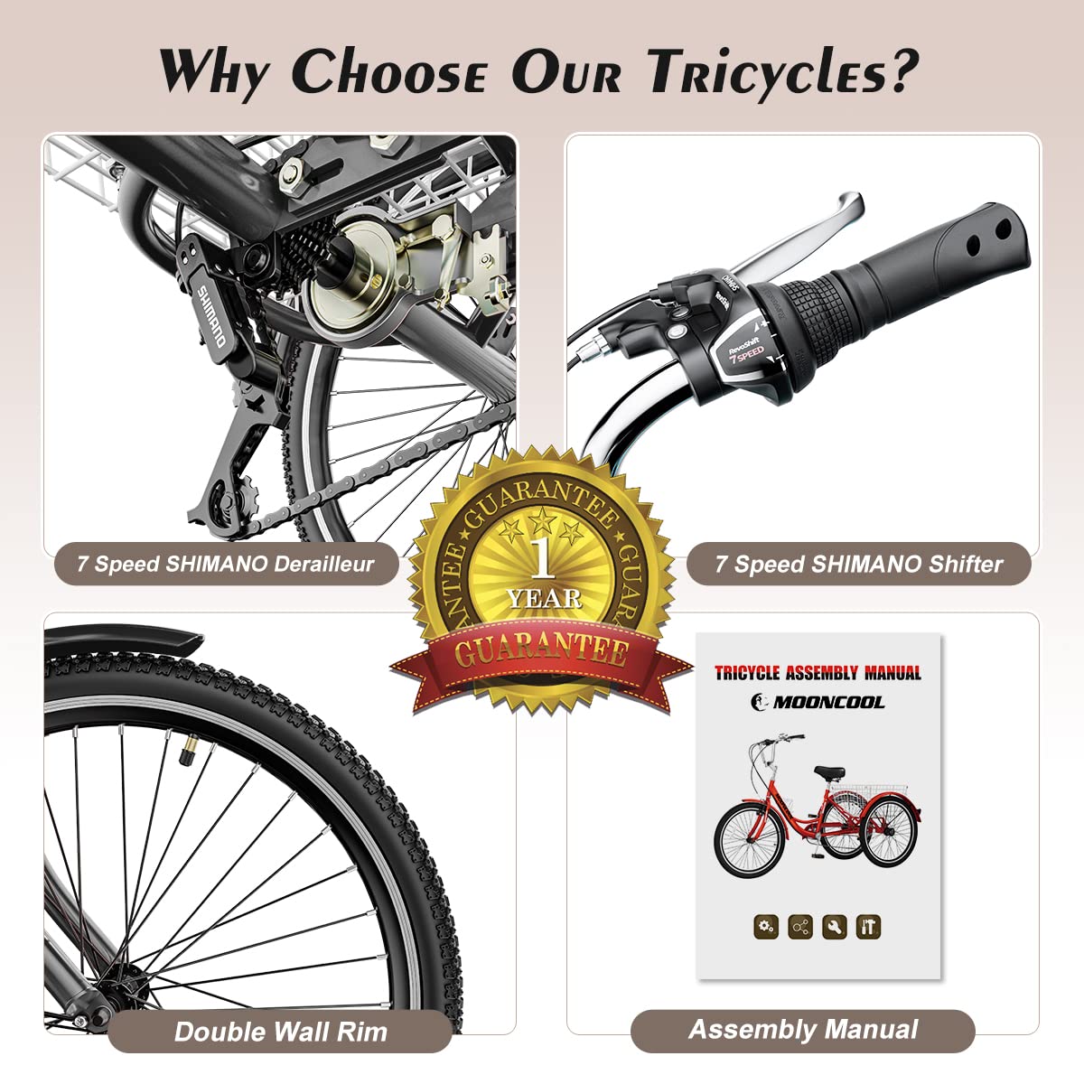 Barbella 7-Speed Adult Tricycle - 24
