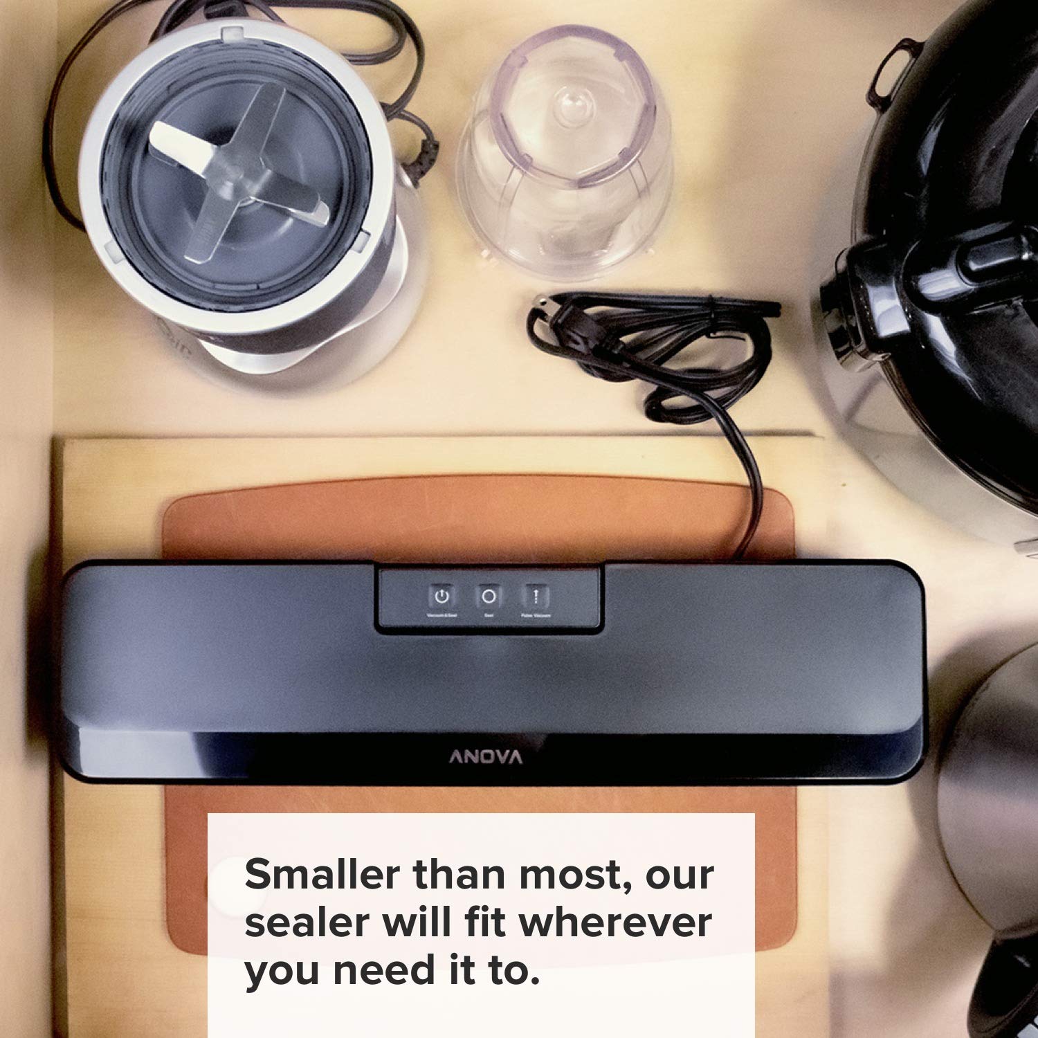 Anova Precision Vacuum Sealer ANVS01-US00 with 10 Precut Bags | Compact Sous Vide Machine for Home Cooking | Perfect for Meal Prep, Food Storage & Freezing Freshness | Ideal for Vacuum Sealing Meat, Vegetables & Leftovers