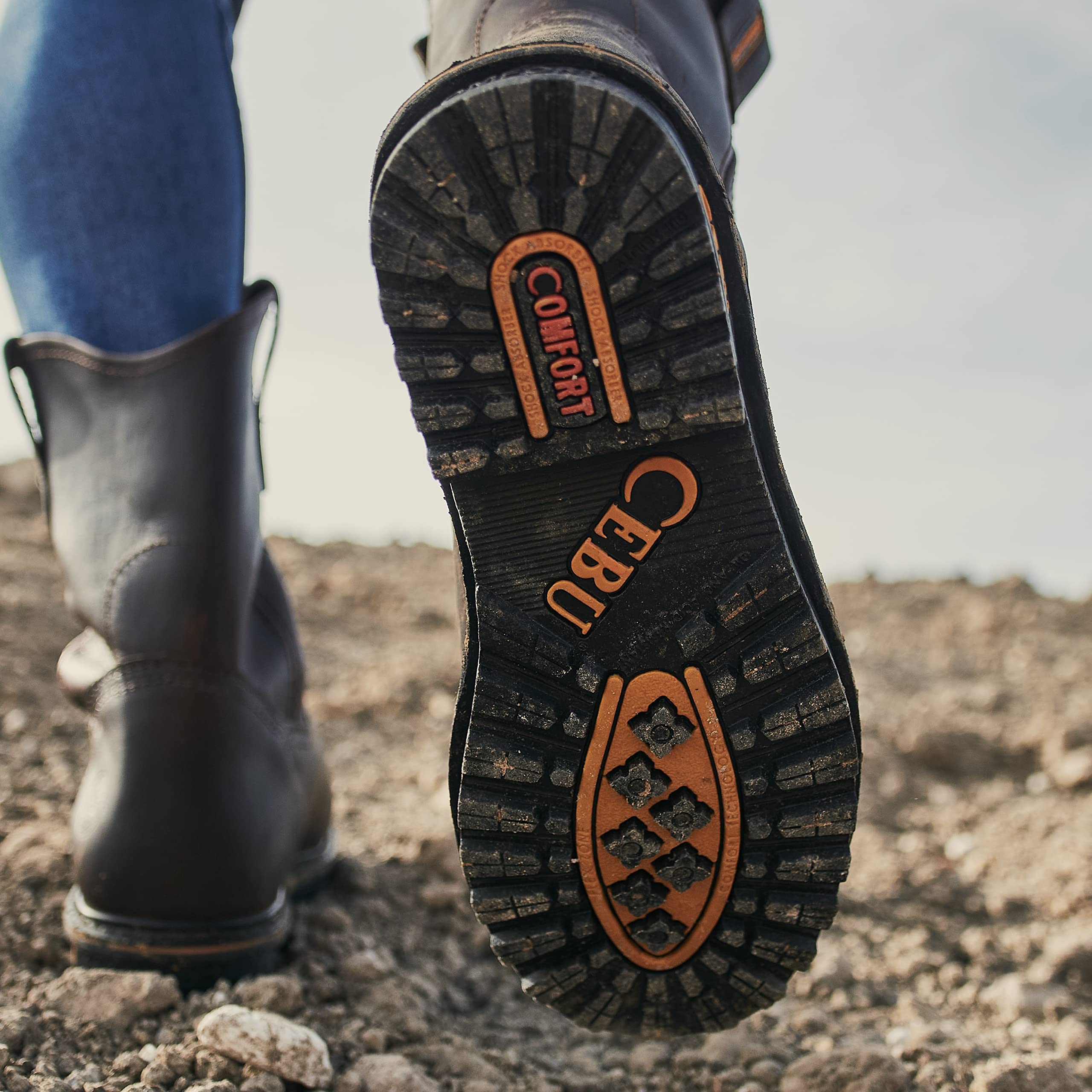 CEBU Men's 10 Inch Tractor Work Boots - Steel Toe, Waterproof & Slip Resistant for Construction, Farming & Outdoor Work