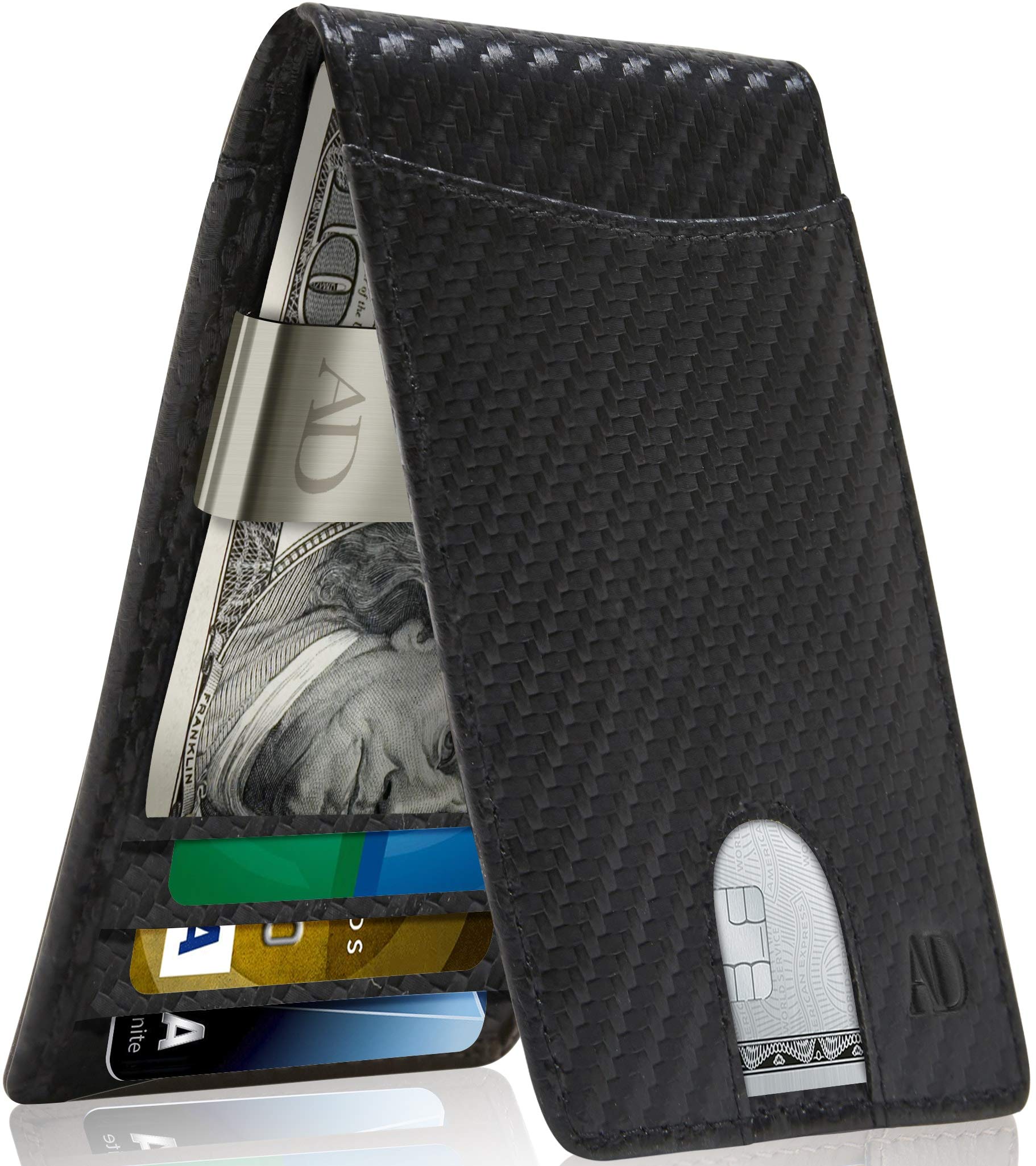 Premium Genuine Leather Men's Wallet - Slim RFID Blocking Bifold with Money Clip | Credit Card Holder for Front Pocket | Ideal for Everyday Use, Travel & Business