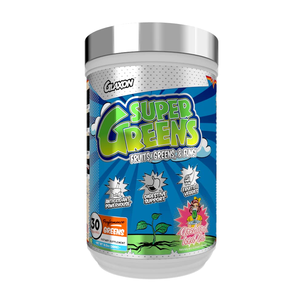 Super Greens Performance Greens Formula - Great Tasting Fruit, Greens & Fungi Blend | Antioxidant & Digestive Support | Boosts Immunity & Reduces Inflammation | 30 Servings (Orchard Iced Tea, 10.5 oz) | Perfect for Smoothies, Post-Workout Recovery & Daily Wellness