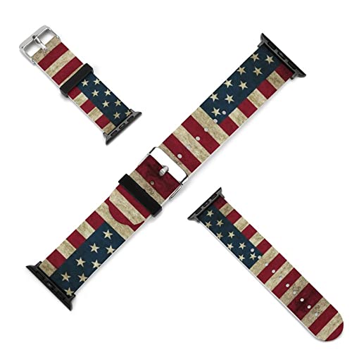 Patriotic USA Flag & Bald Eagle Silicone Apple Watch Band - Compatible with iWatch Series 5/4/3/2/1 & SE - Unisex Strap Replacement for Men & Women - Perfect for 4th of July, Veterans Day & Patriotic Events