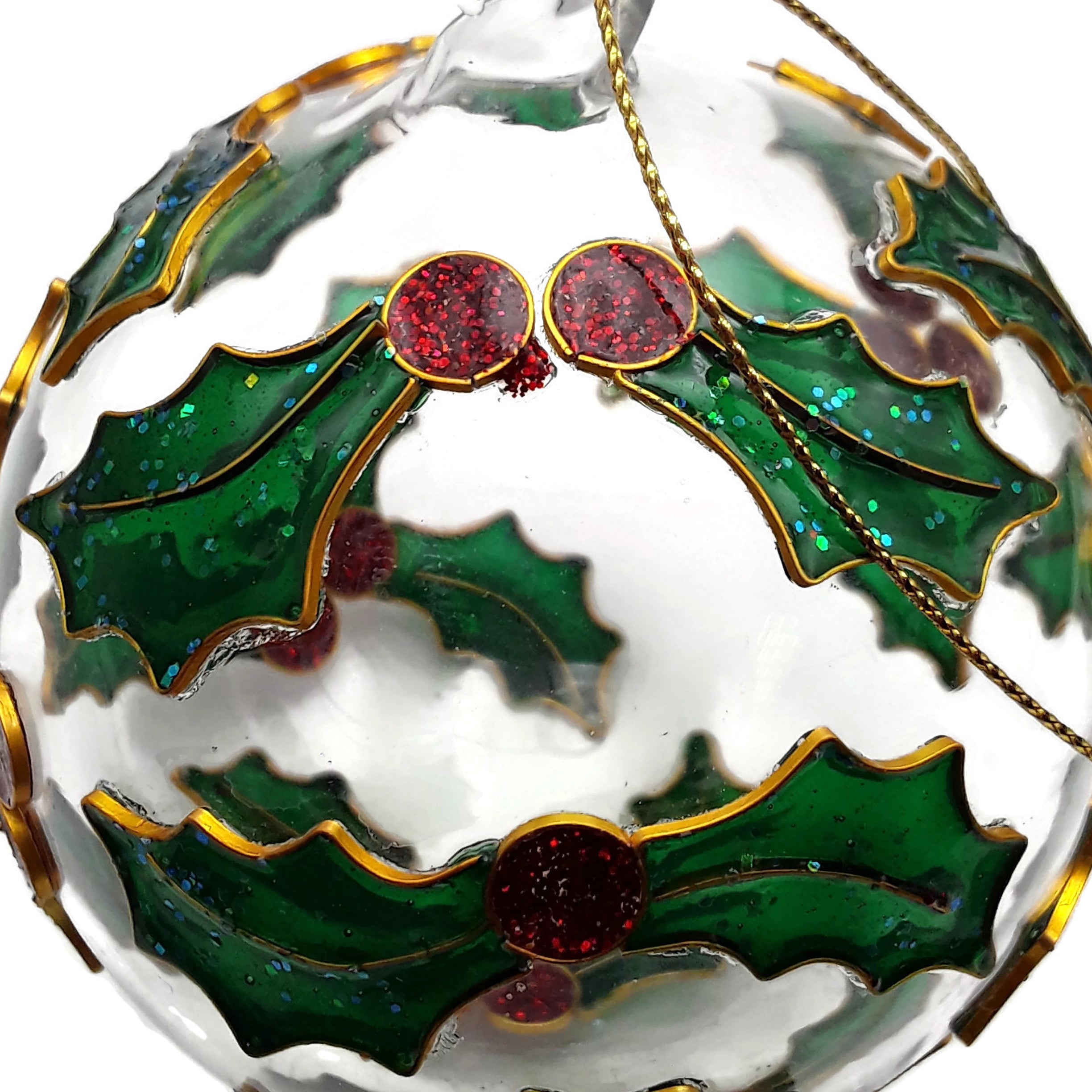 Handmade Cloisonne Christmas Tree Ornament - Elegant Mistletoe Ball Holiday Decoration (3-Pack) - Perfect for Xmas Tree Decor, Gift Exchange & Festive Home Decor