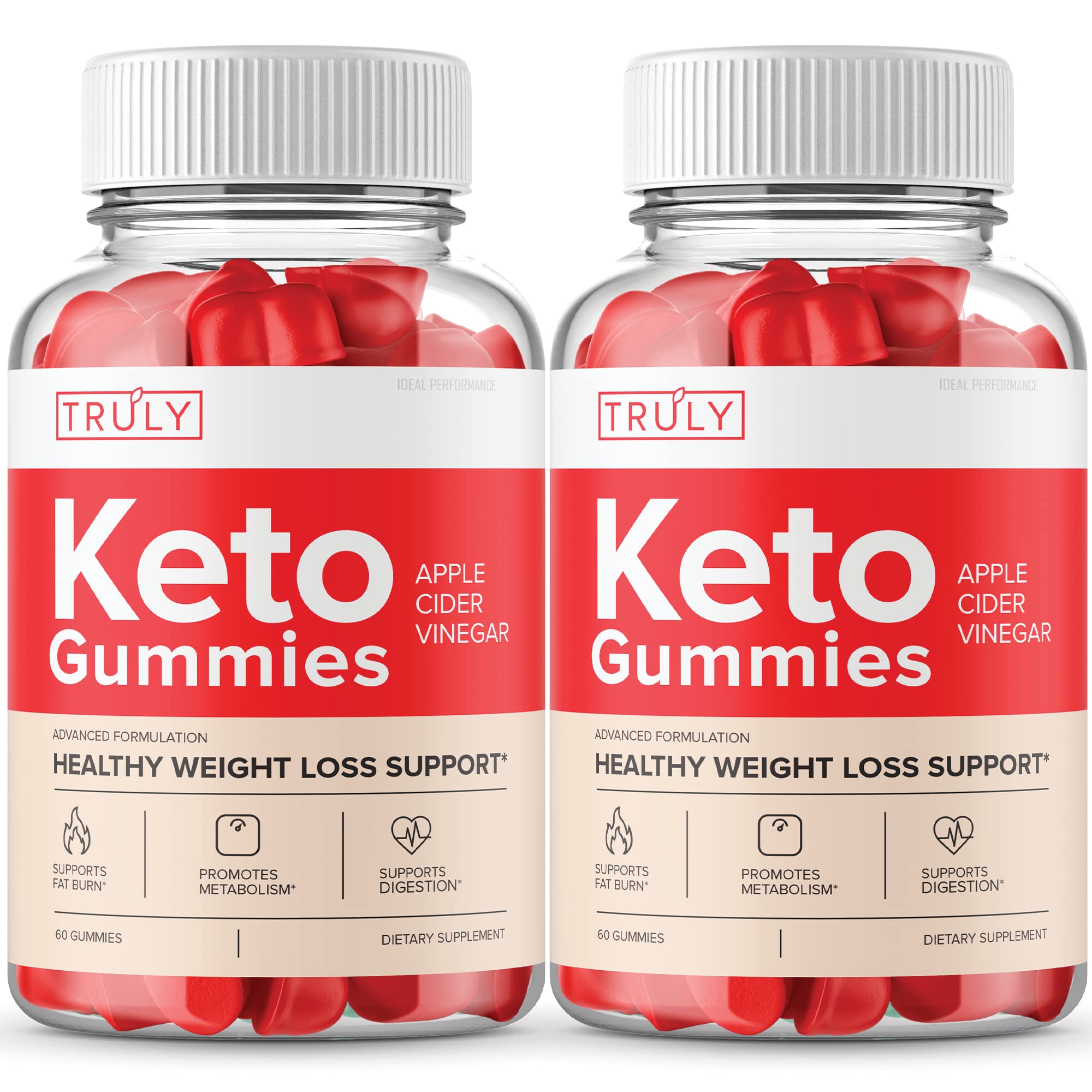 IDEAL PERFORMANCE (2 Pack) Truly Keto ACV Gummies - Apple Cider Vinegar Keto Supplement for Weight Loss & Digestion (120 Gummies) - Perfect for Ketogenic Diet & Healthy Lifestyle