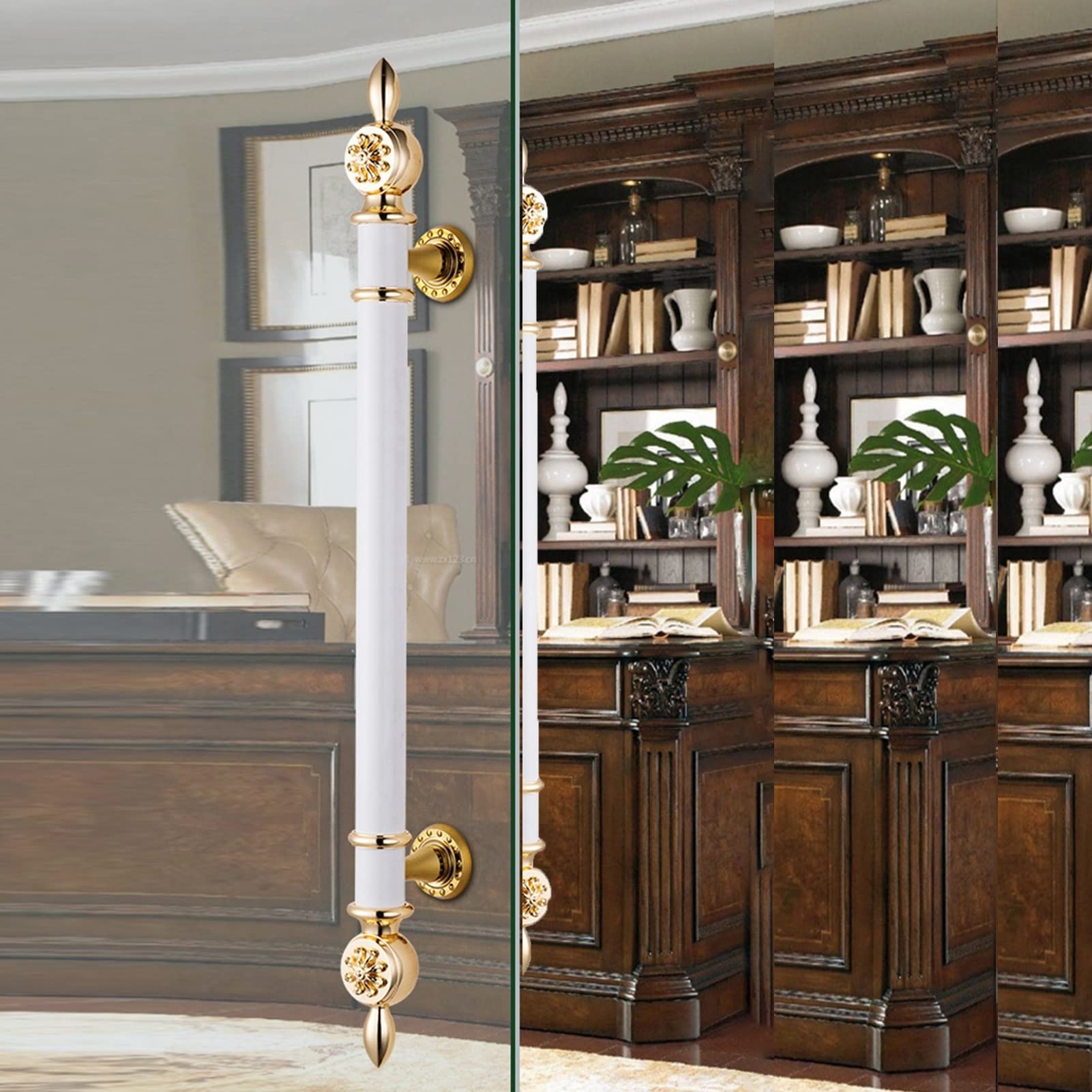 Vintage Barn Door Handle - Double Sided Push Pull Handle for Glass Doors - Indoor & Outdoor Use - 60/80/120/150/180cm (White, 150cm/59.1in) - Perfect for Barn Doors, Closet Doors, Kitchen Cabinets, RV Doors & More