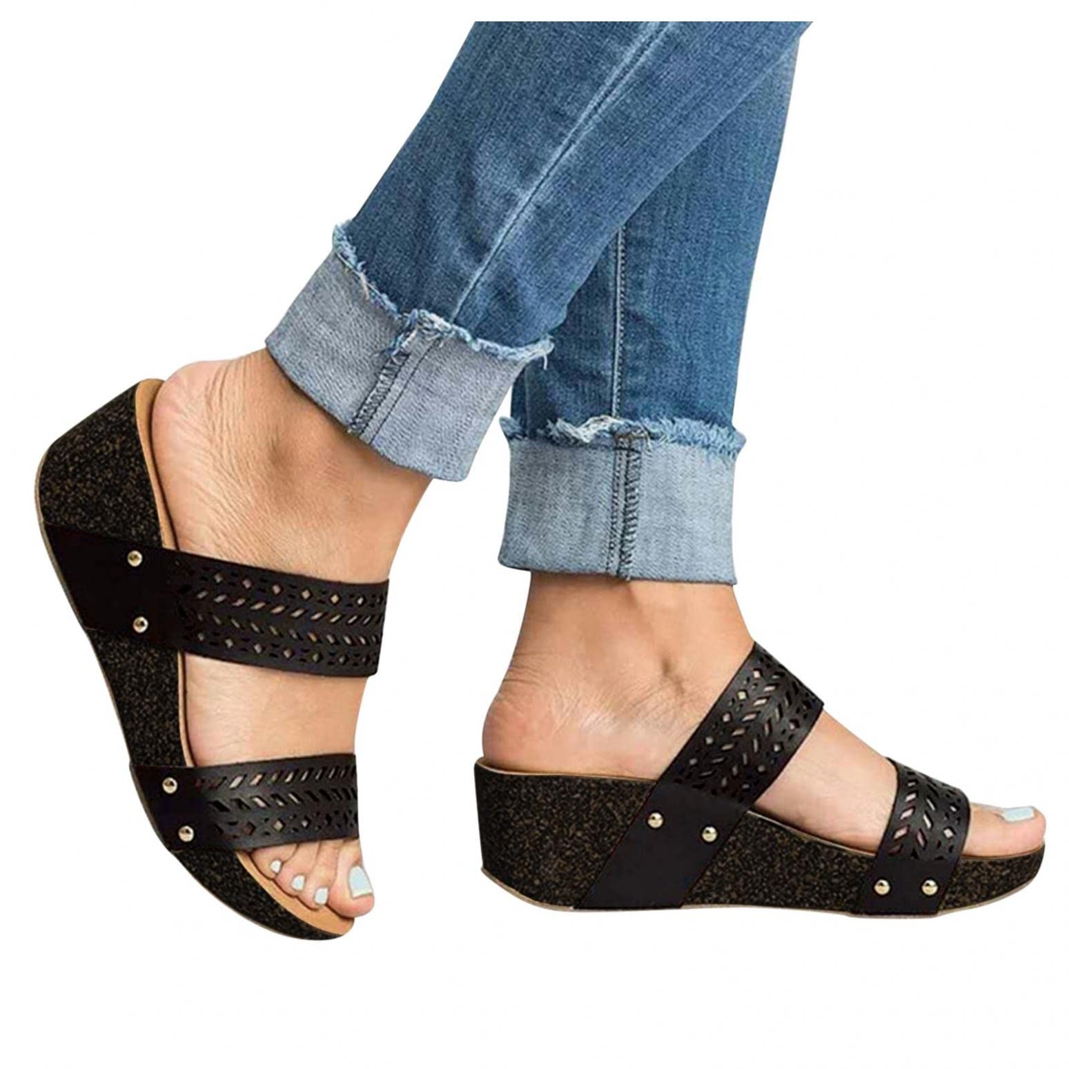 **Aayomet Women's Vintage Wedge Sandals - Open Toe Dressy Summer Beach Slippers & Flats | Perfect for Beach Vacations, Casual Outings & Summer Fashion**