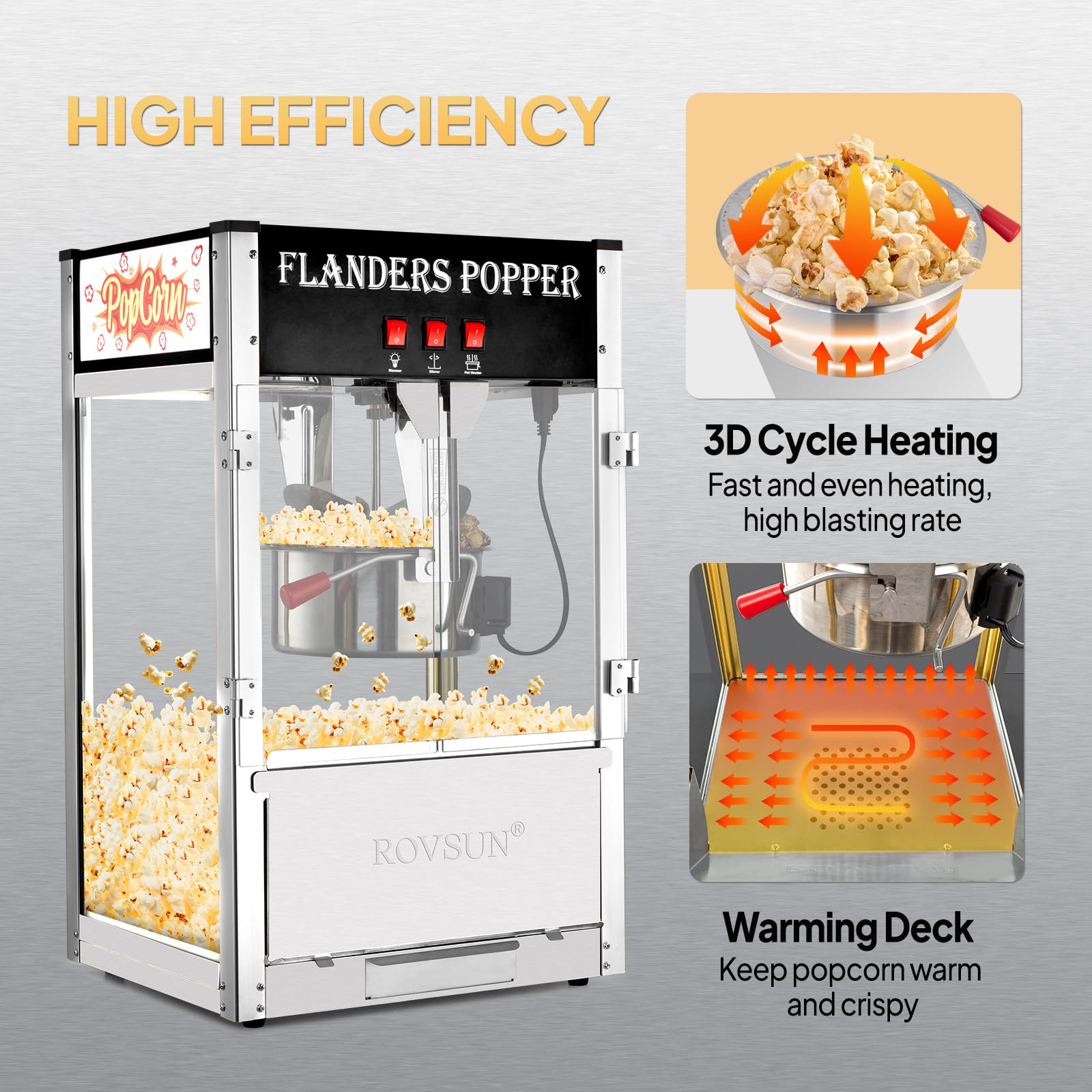 ROVSUN 12oz Commercial Popcorn Machine - Movie Theater Style Countertop Popcorn Maker Makes 80 Cups - Includes Stainless Steel Scoop, Oil Spoon & 3 Popcorn Cups (Black) - Perfect for Home Theater, Parties, Carnivals and Snack Bars