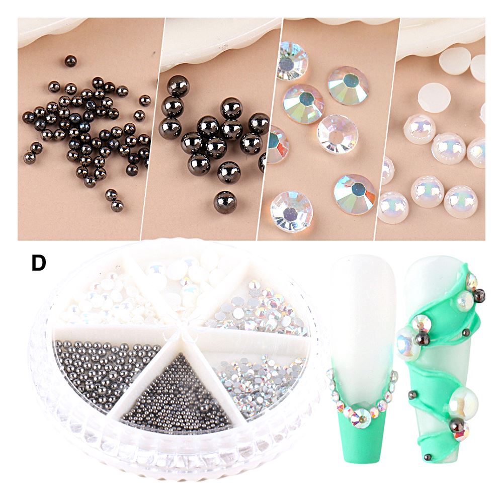 Rhinestone Pearl & Bead Nail Art Decoration Wheels - DIY Manicure Accessories for Nail Salon, Party, Wedding & Special Occasions