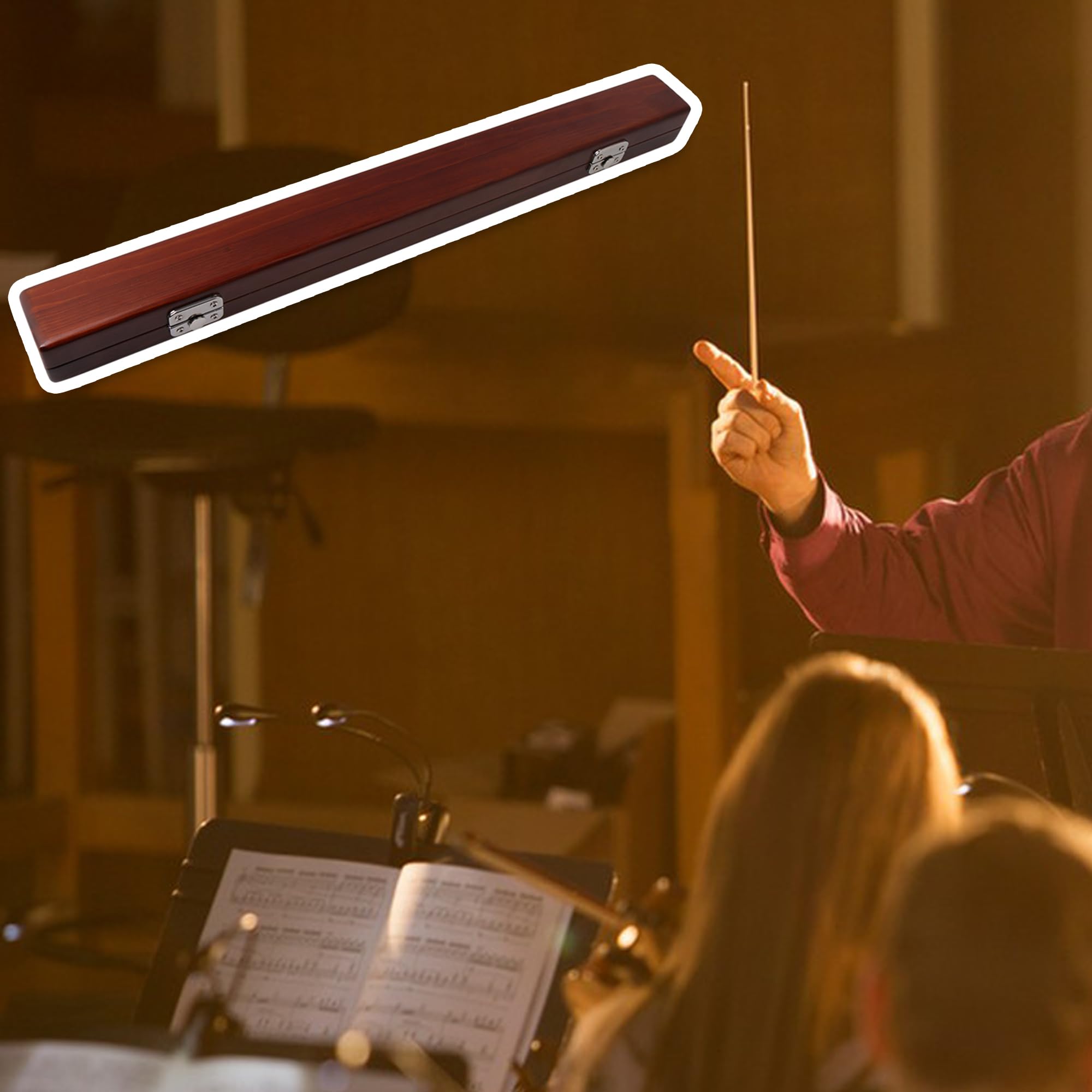 Premium 18.11 Inch Red Wooden Music Conductor Baton - Professional Orchestra Director Baton with Protective Case | Perfect for Conductors, Music Teachers & Gift for Musicians