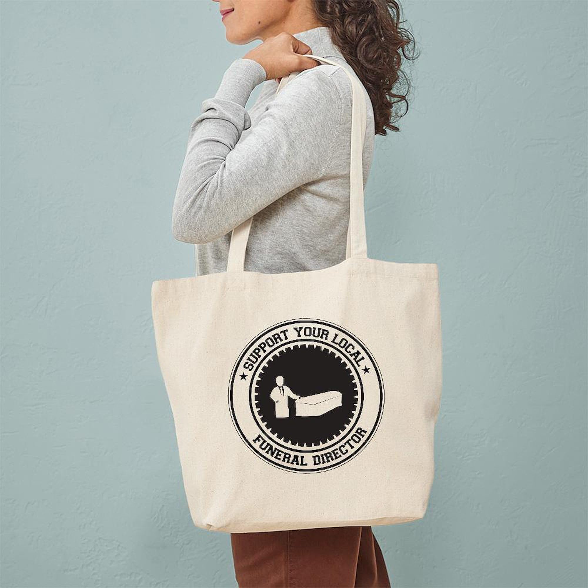 Funeral Director Tote Bag - Natural Canvas Reusable Shopping Bag for Professionals | Funeral Home, Memorial Services & Daily Use