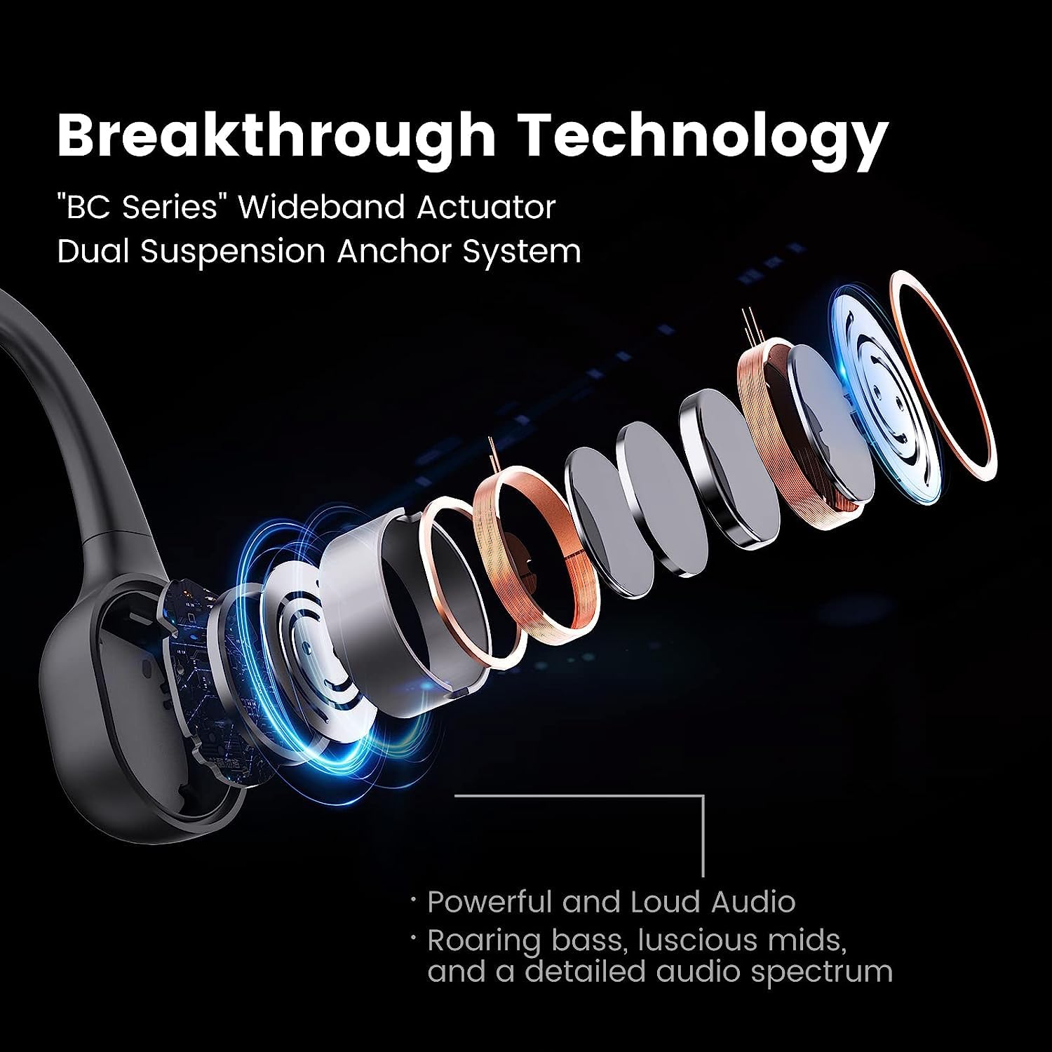 Run Plus Bone Conduction Headphones - Open-Ear Bluetooth 5.0 Wireless Headset with 32GB MP3 Player | IP68 Waterproof for Swimming & Sports | Deep Bass & Secure Fit | Ideal for Running, Gym, Workouts & Daily Use | Perfect for Commuting, Travel & Outdoor Activities | Black
