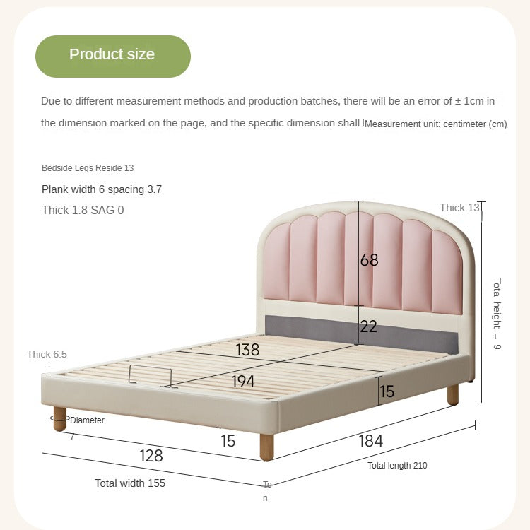 Organic Leather Kids Cream-Colored Soft Bed - Cozy & Stylish Nursery Essential for Toddlers & Infants | Perfect for Bedrooms, Daycare & Playrooms