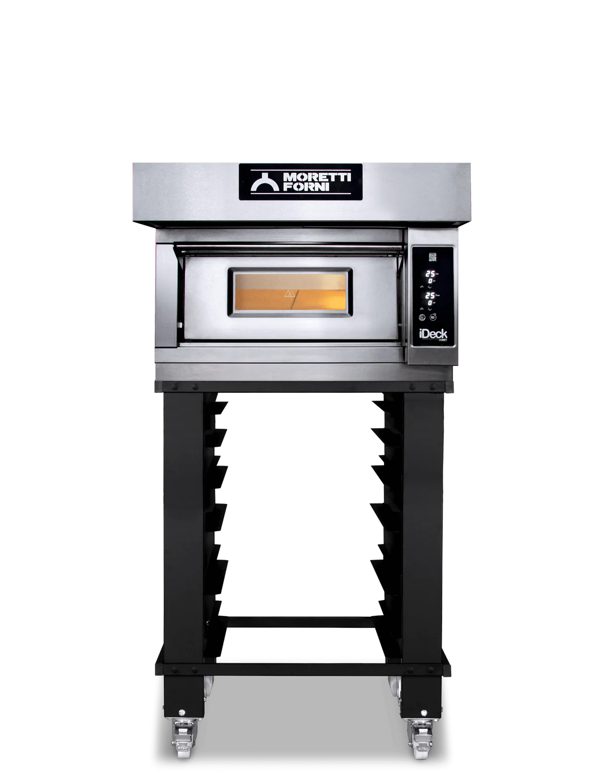 AMPTO iDeck Digital Control Electric Pizza Oven - 24x26x5.5 Inch Commercial Pizza Maker with 1 Deck, 220V/60Hz/1 Phase - Perfect for Restaurants, Pizzerias & Catering Businesses
