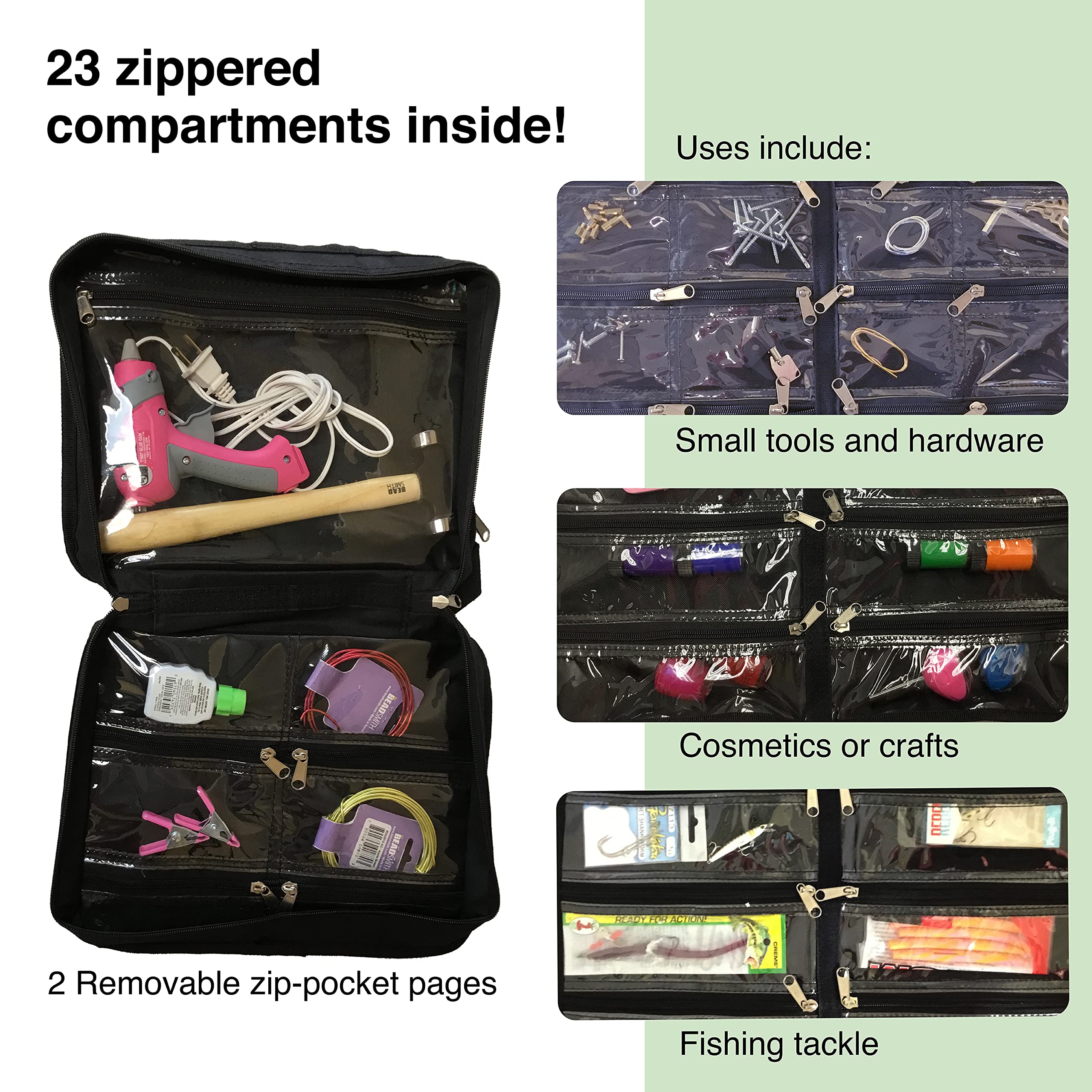 The Beadsmith Crafter’s Tote – 12 x 10 Inch Personality Case with Shoulder Strap & Removable Zippered Pockets – Perfect for Arts & Crafts Storage, Travel Organizer, Makeup Bag & Toiletries Case – Ideal for DIY Projects, Camping Trips & On-the-Go Organization