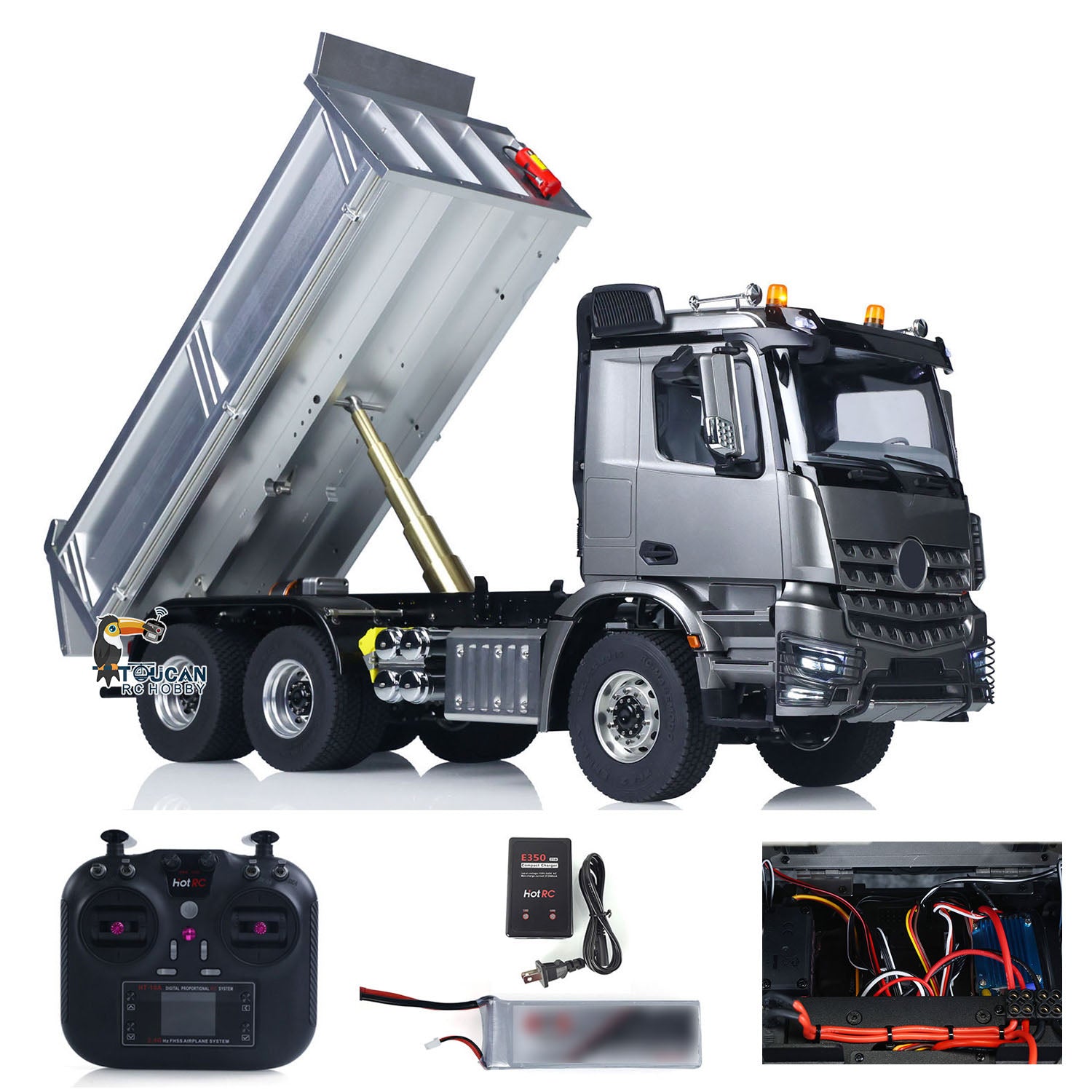 1/14 Scale Metal Chassis RC Hydraulic Dumper Truck - 2-Speed Remote Control Tipper Car with 3 Axles (No Lock Differential) | Fast Free Shipping | Radio Controlled Construction Vehicle for Kids & Adults | Perfect for Construction Site Play & Hobby Racing