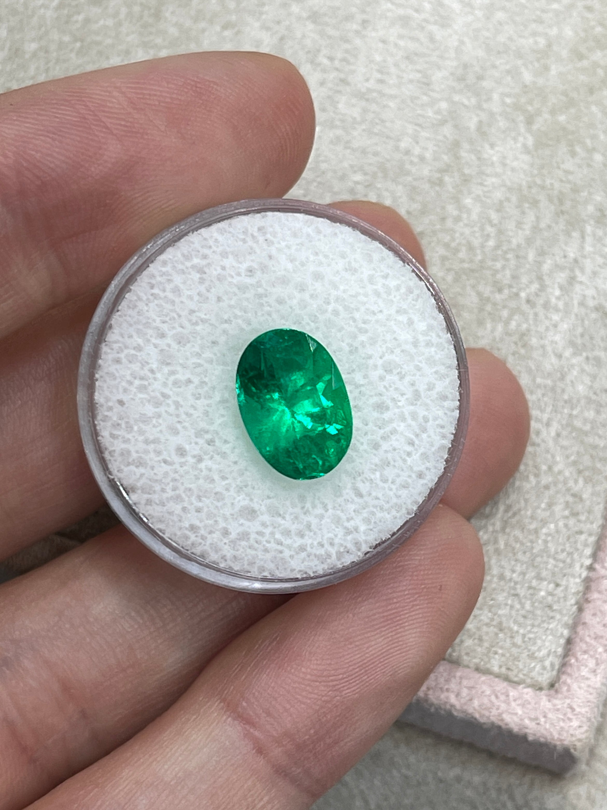 3.24 Carat AAA+ Vivid Yellowish Green Oval Colombian Emerald - 11.4x8mm Natural Loose Gemstone for Jewelry Making, Engagement Rings & Luxury Gifts