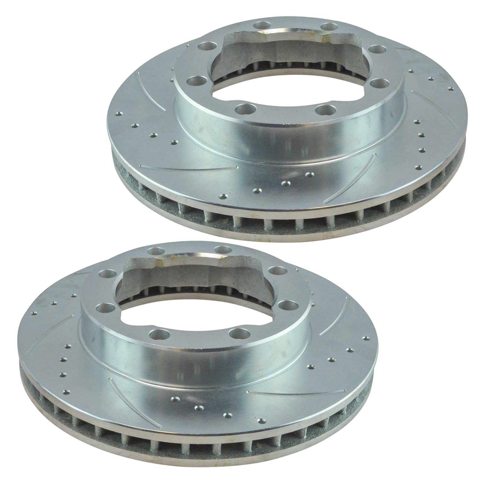 High-Performance Front Posi Metallic Brake Pads & Drilled Slotted Coated Rotors - Enhanced Stopping Power for Cars, Trucks & SUVs - Ideal for Racing, Towing & Daily Driving