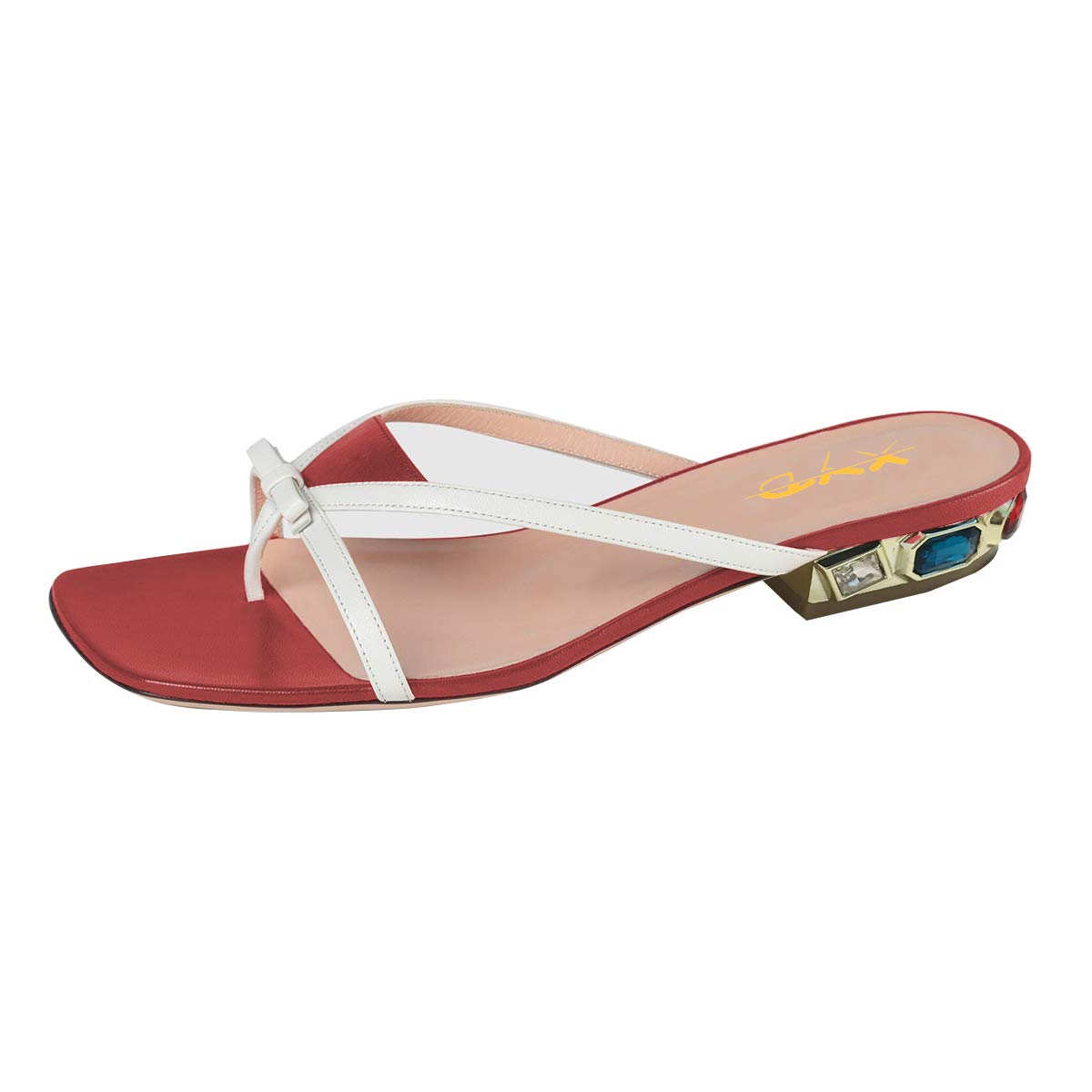 XYD Women's Rhinestone Bowknot Thong Sandals - Slip On Open Toe Flip Flops with Low Heel for Summer Beach, Pool Party & Casual Outings