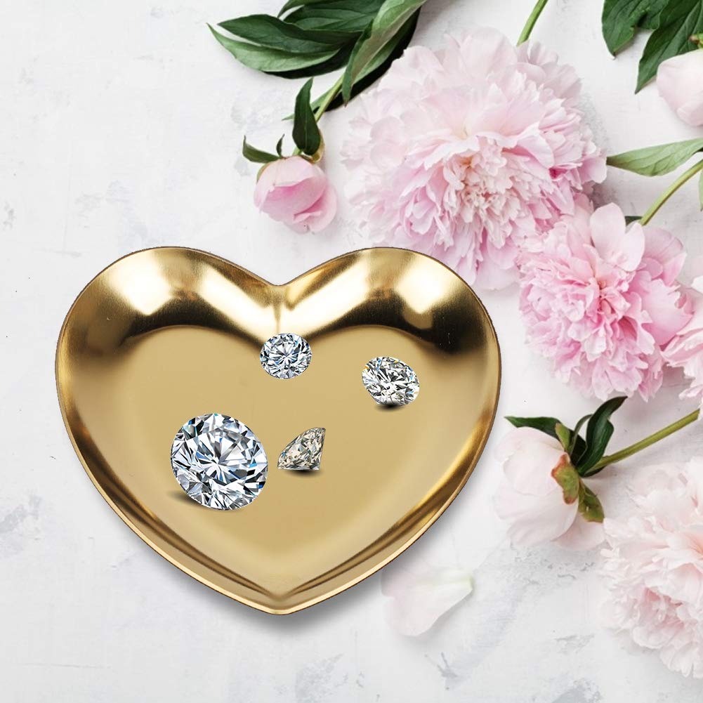 Stainless Steel Jewelry Tray - Heart Shaped Organizer for Rings, Earrings & Necklaces | Perfect for Vanity, Gift & Travel