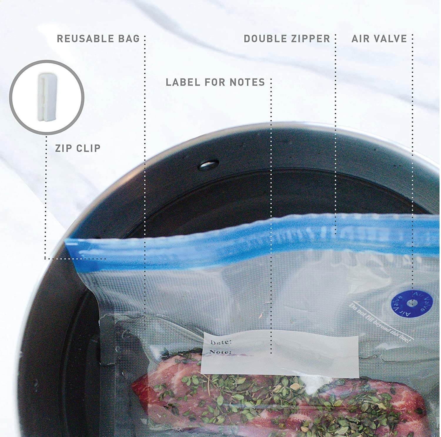 Reusable BPA-Free Sous Vide Bags (20 Pack) - 11