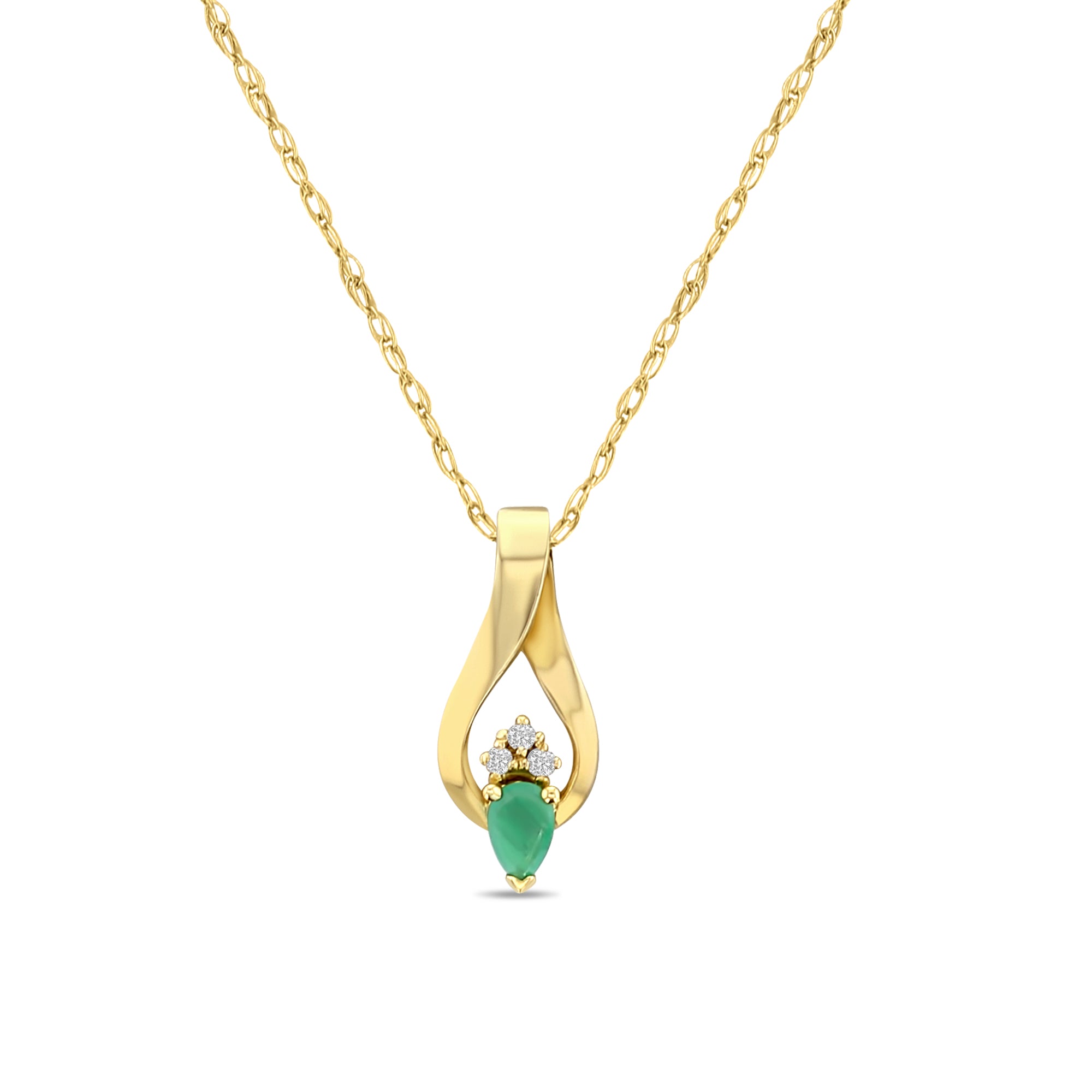 Exquisite Pear Shaped Emerald Pendant Necklace with Diamond Accents - 14K Gold Elegant Jewelry for Women, Perfect for Weddings, Anniversaries & Special Occasions