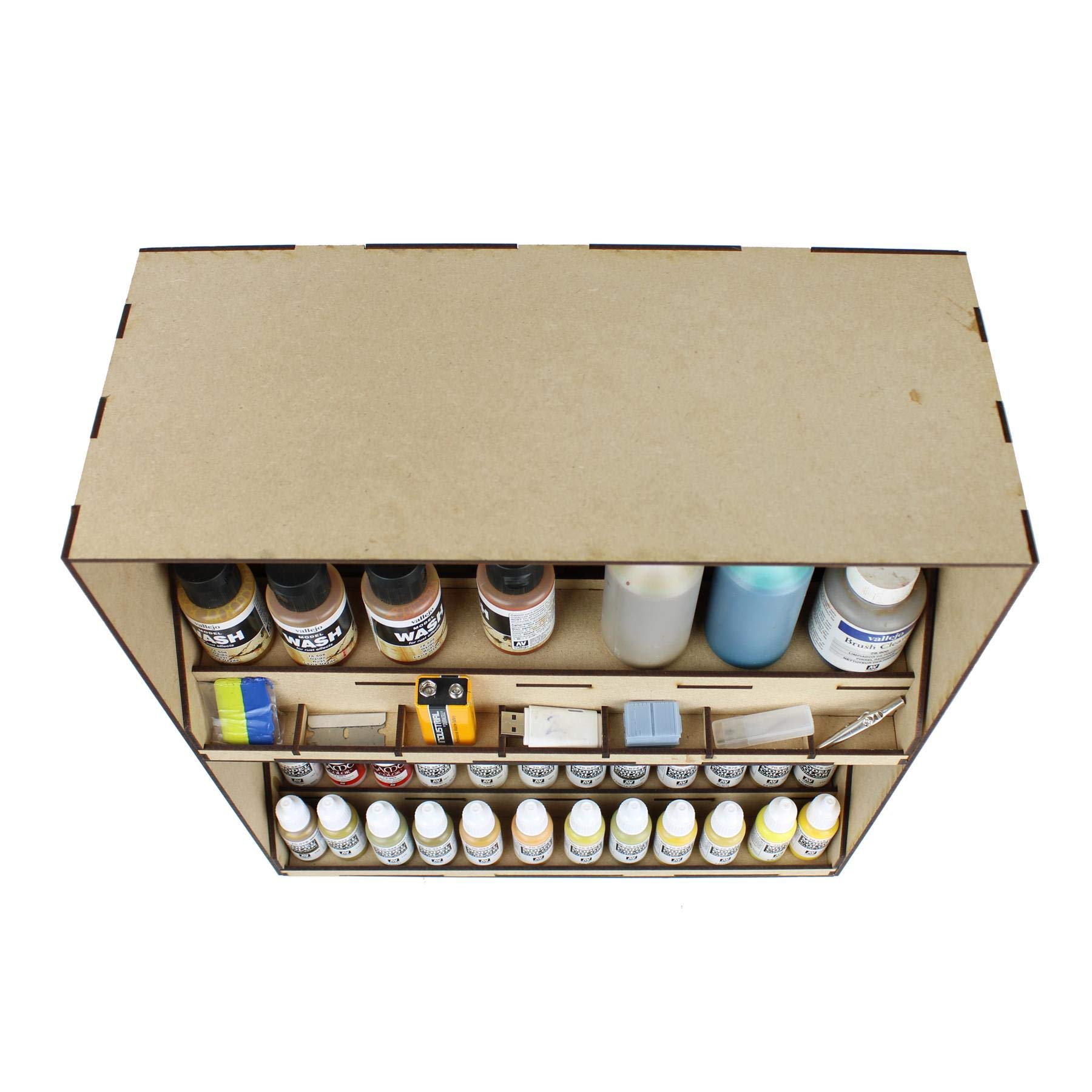 Stackable MDF Modular Paint Station System with Tool & Paint Drawers - Perfect for Wargame Miniatures, Model Figures, Diorama & Railroad Modeling Hobbyists - Ideal for Painting, Organizing & Crafting Workspaces