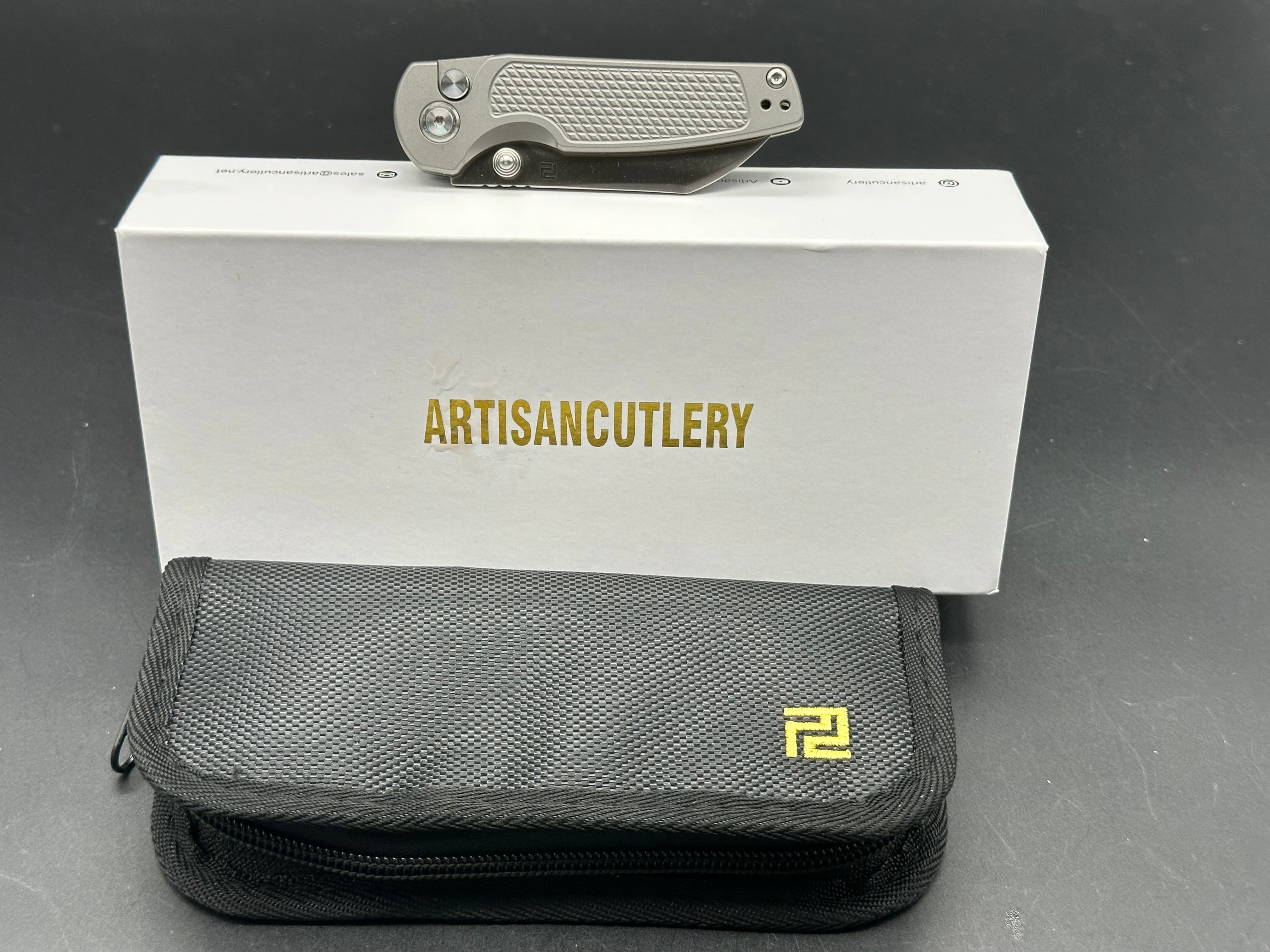 ARTISAN CUTLERY CLEO ATZ 1871G Folding Knife - CPM S90V Premium Steel Blade & Titanium Handle - EDC Pocket Knife for Camping, Hiking & Outdoor Survival