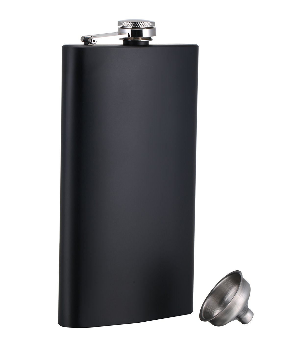 12 oz Matte Black Stainless Steel Whiskey Hip Flask with Funnel - Leak Proof & Durable for Outdoor, Travel & Gifts - Portable Pocket Liquor Flask in Gift Box