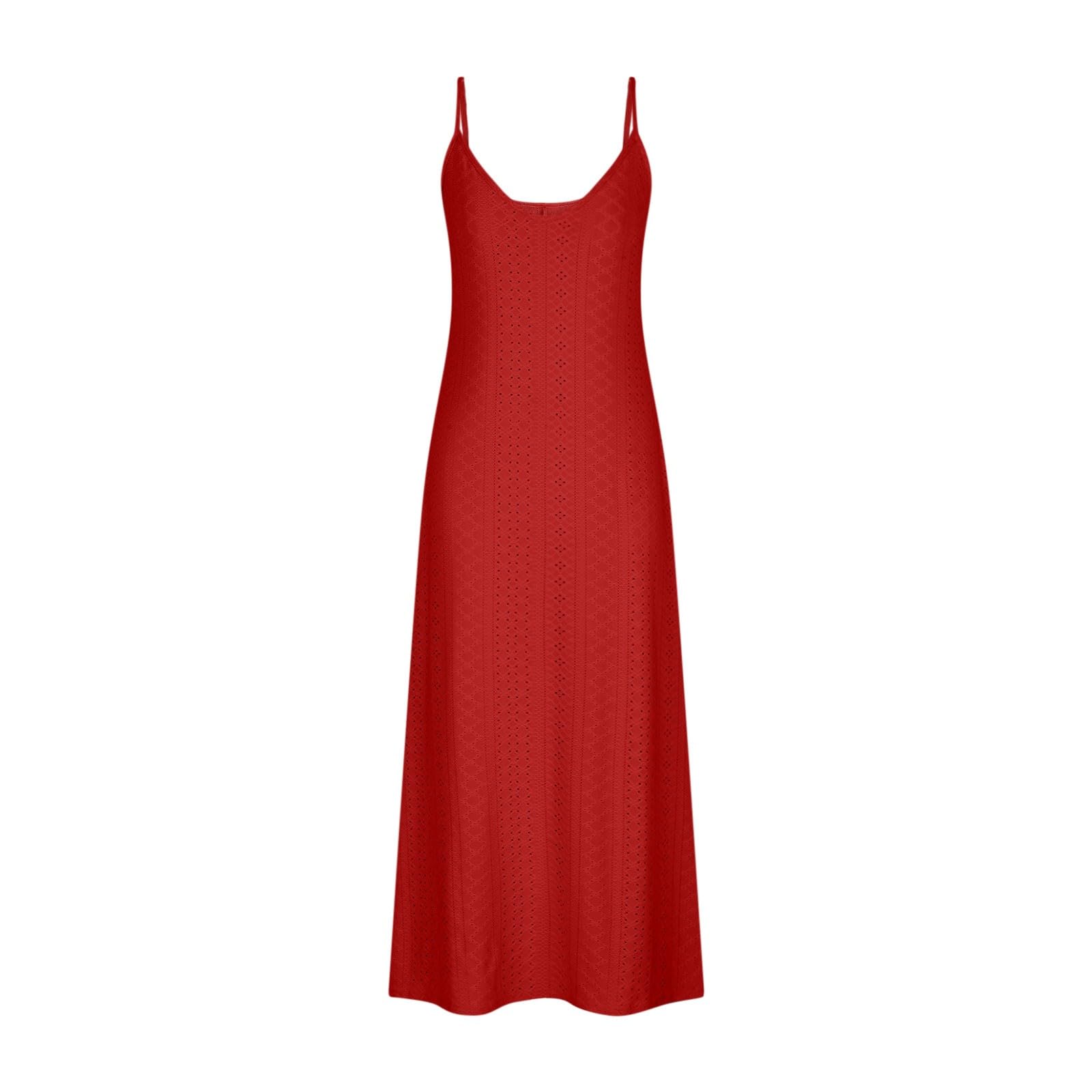 2024 Women's Boho Flowy Maxi Dress - Sleeveless Spaghetti Strap Summer Beach Dress with Ruffle Details | Casual Long Dress for Vacation, Pool Party & Outdoor Date Night