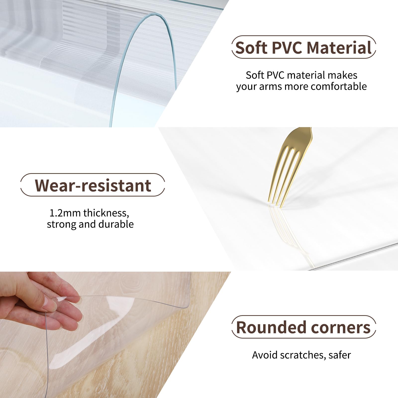 Premium Clear PVC Desk Mat - Non-Slip, Heat Resistant & Waterproof Transparent Desk Protector with Rounded Edges (35.4
