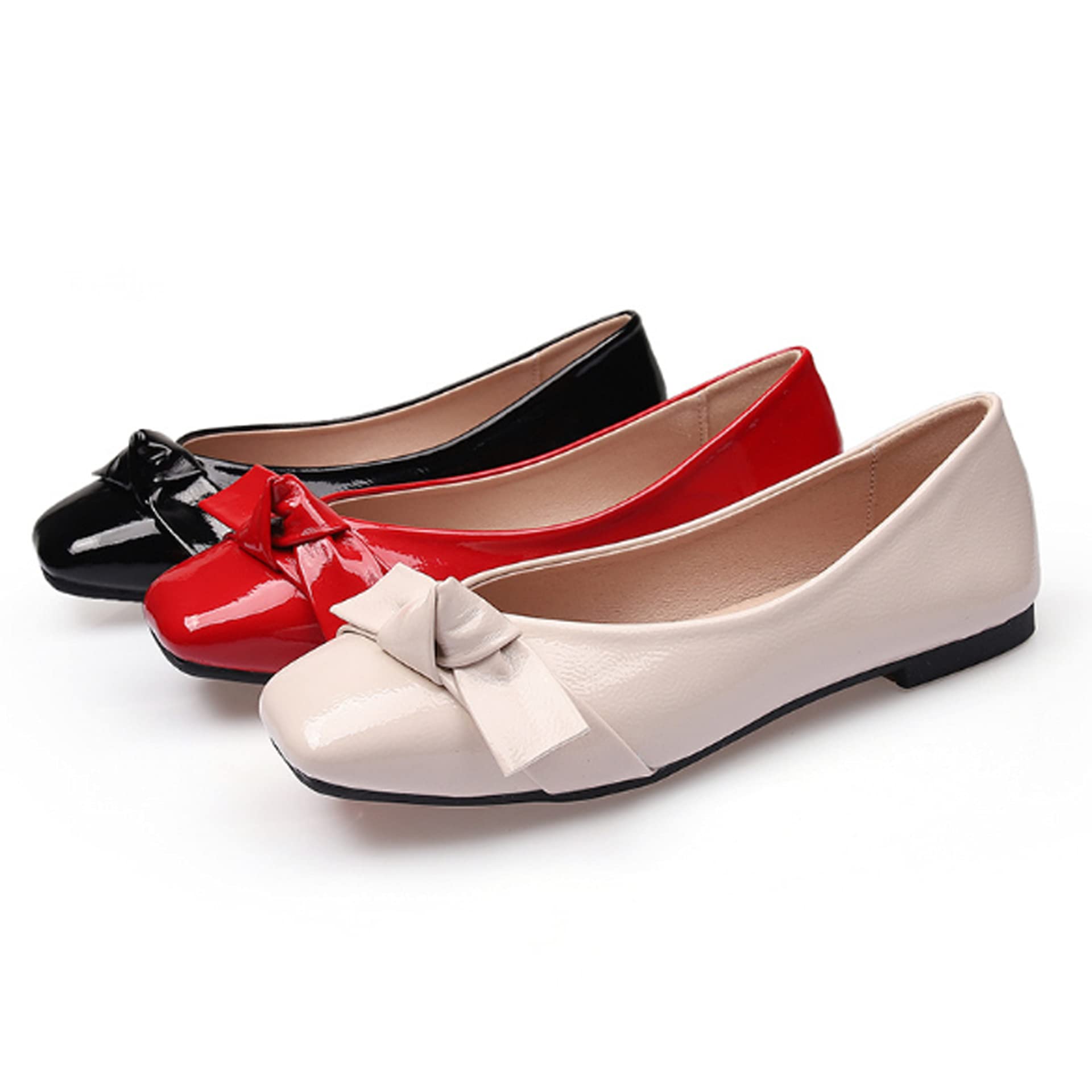 Elegant Women's Bow Knot Ballet Flats - Square Toe Slip-On Shoes for Casual Wear, Parties & Weddings | Comfortable & Stylish for Daily Outfits, Office & Special Occasions