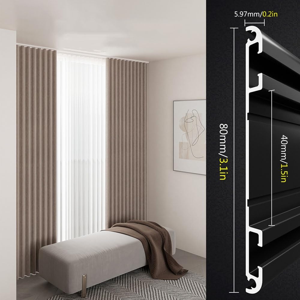 Heavy-Duty Double Curtain Track Ceiling Mount System - 300cm (2x150cm) White Conjoined Curtain Rails for Living Room, Bedroom, Shower & RV - Perfect for Room Dividers, Privacy Screens and Window Treatments