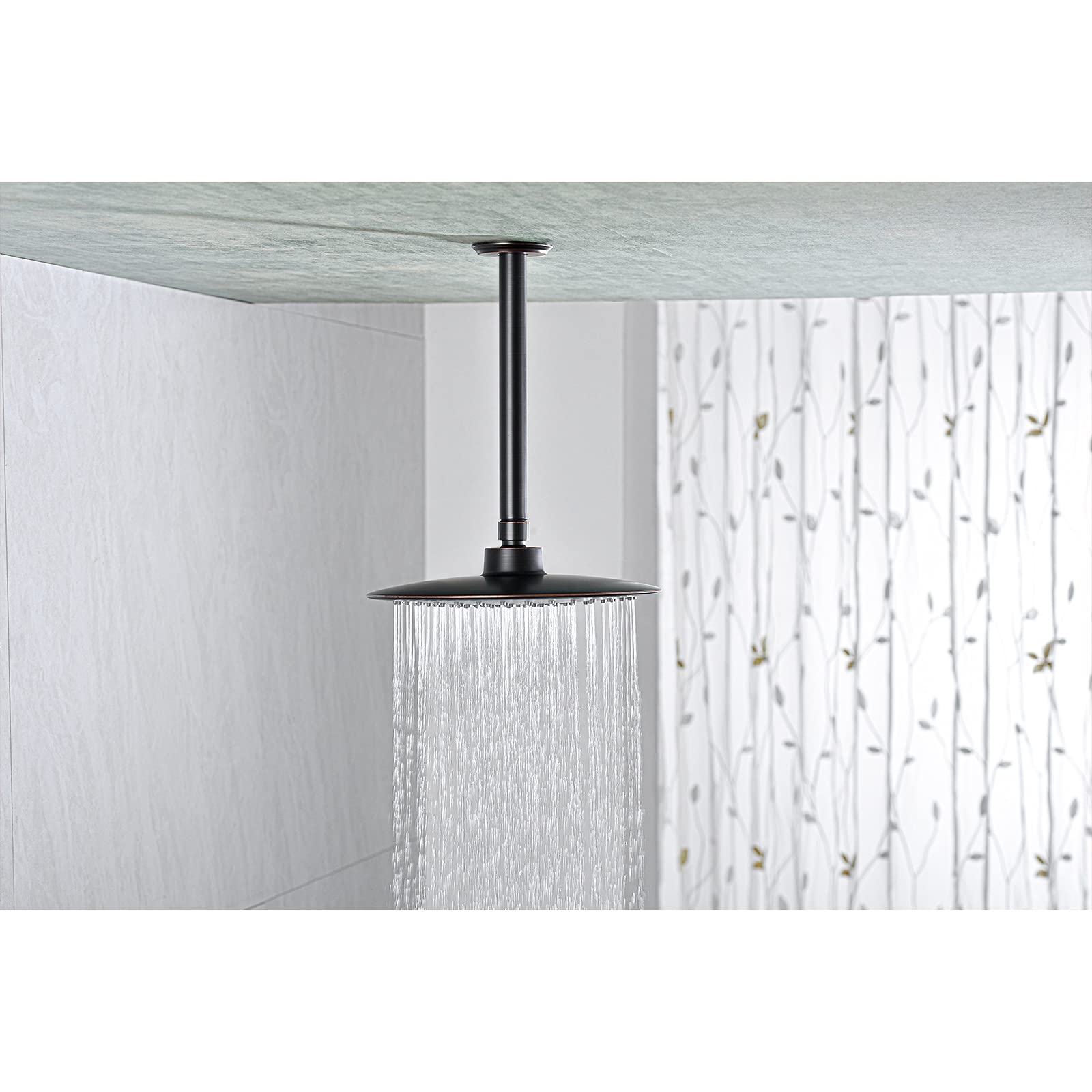 8 Inch Oil Rubbed Bronze Ceiling Mount Shower Arm with Flange - Heavy Duty Rain Shower Head Extension Pipe for Bathroom, Spa & Luxury Hotel Renovation