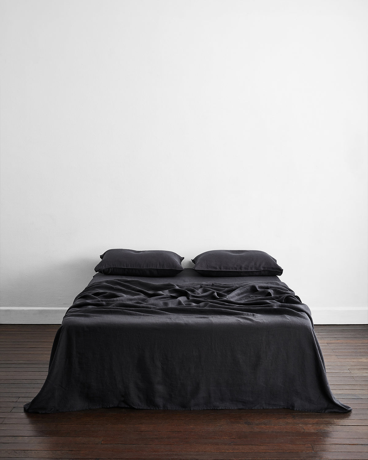 100% Flax Linen King Size Pillowcases Set of 2 - Natural Charcoal Gray - Breathable & Hypoallergenic for Bedroom, Hotel, or Guest Room