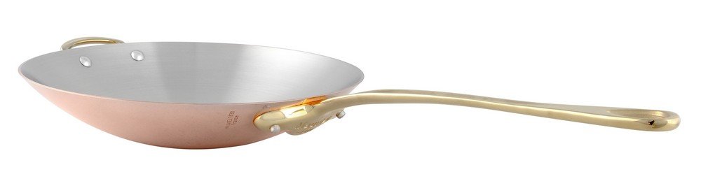 Mauviel M'Heritage 150B 1.5mm Polished Copper & Stainless Steel Wok Stir Fry Pan with Brass Handle - 11.8 Inch French Cookware for Professional Chefs & Home Cooking