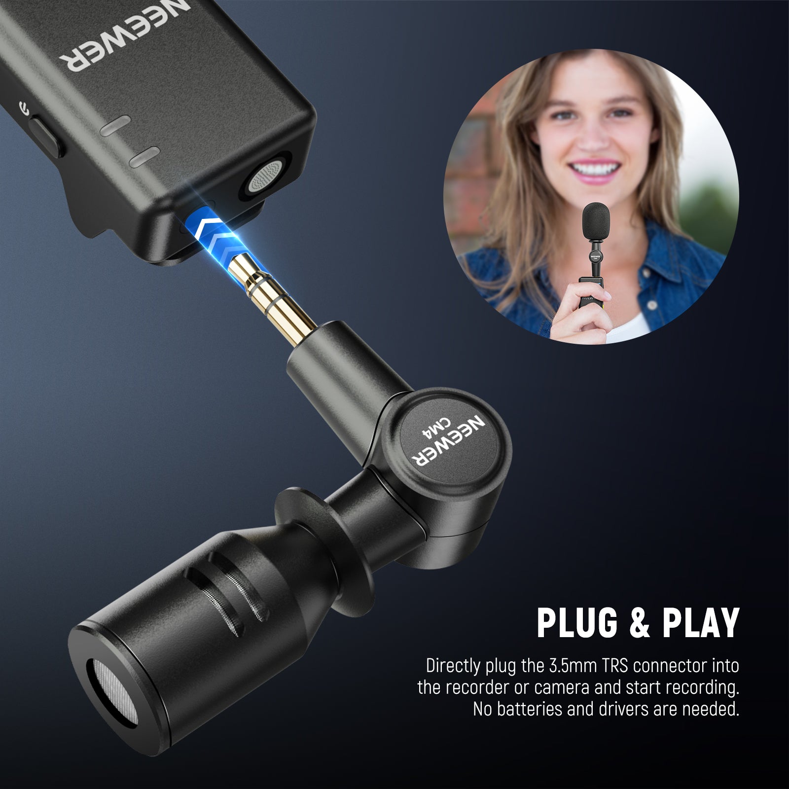 NEEWER CM4 Omnidirectional Mini Microphone with 3.5mm TRS for Podcasting, Streaming, Vlogging & Recording - Compact Condenser Mic for YouTube, Gaming, Interviews & Content Creation