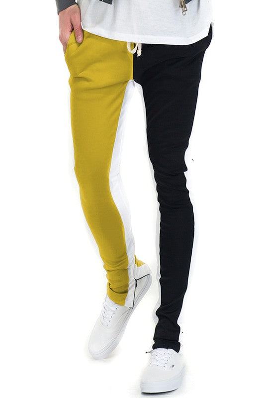Two-Tone Color Block Track Pants Joggers for Men & Women - Stylish Casual Workout & Lounge Wear for Running, Gym, and Everyday Comfort