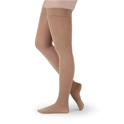 Medi Assure 20-30mmHg Closed Toe Thigh High Compression Stockings with Beaded Silicone Top Band - Petite Size | Ideal for Circulation Support, Varicose Veins & Post-Surgery Recovery