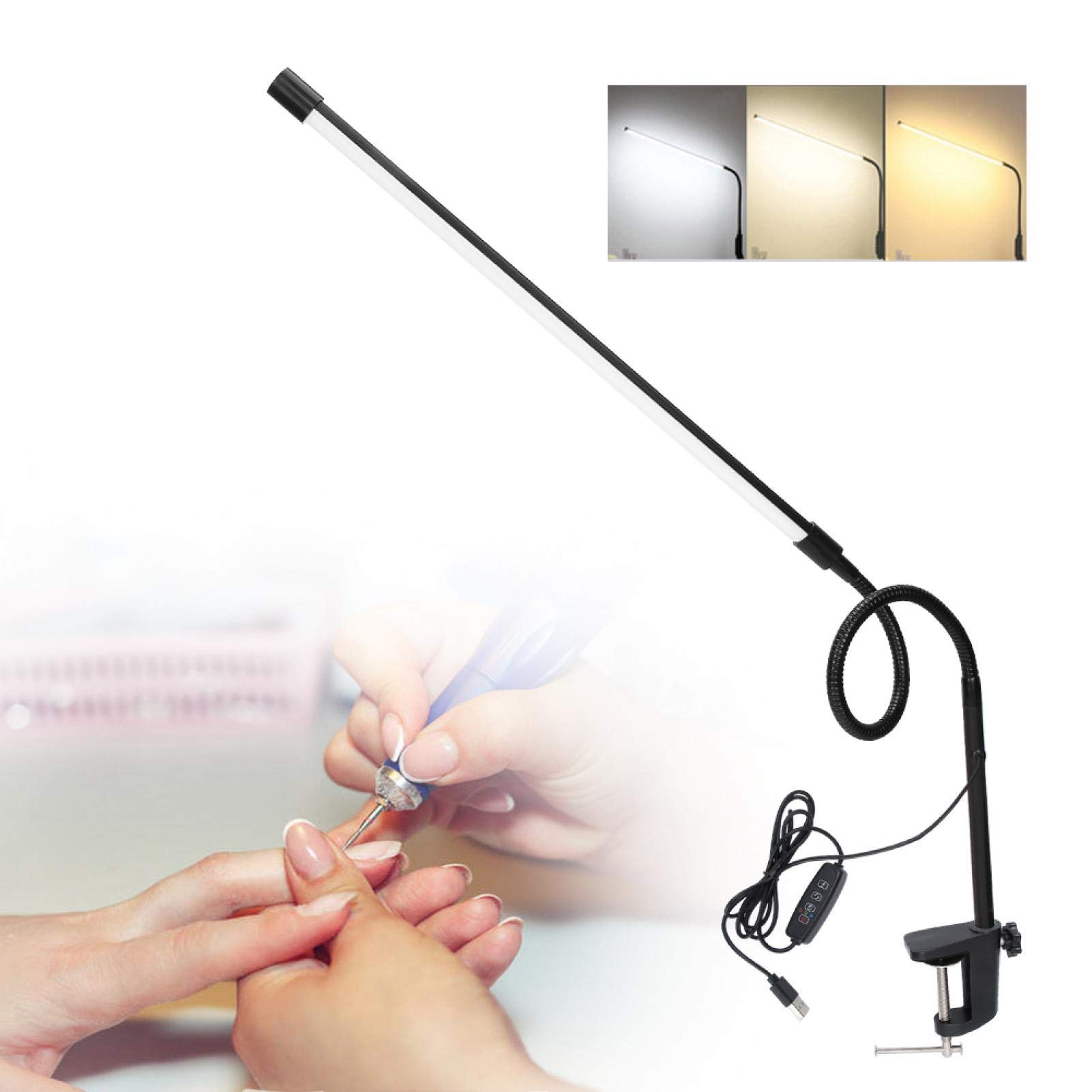 2-Pack Adjustable Dimmable Desk Lamps with Long Flexible Arms - 360° Swivel for Reading, Eyelash Extensions, Nail Art & Office Work - Perfect for Home Office, Salon & Craft Room Lighting