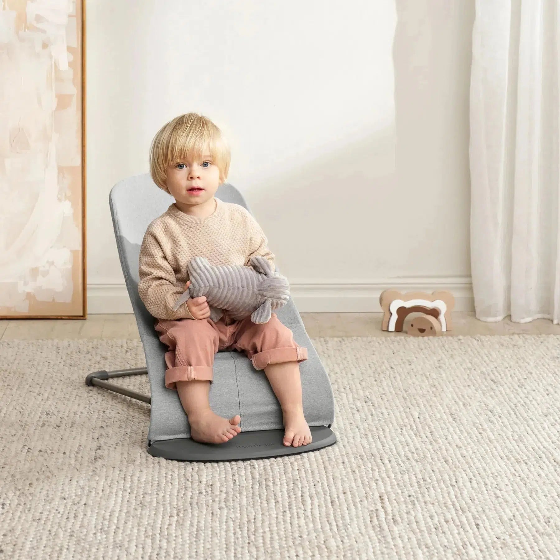 Baby Bjorn Bouncer Bliss Melange - Light Grey Baby Bouncer & Rocker | Ergonomic Design for Newborns to Toddlers | Perfect for Nursery, Playtime & Soothing