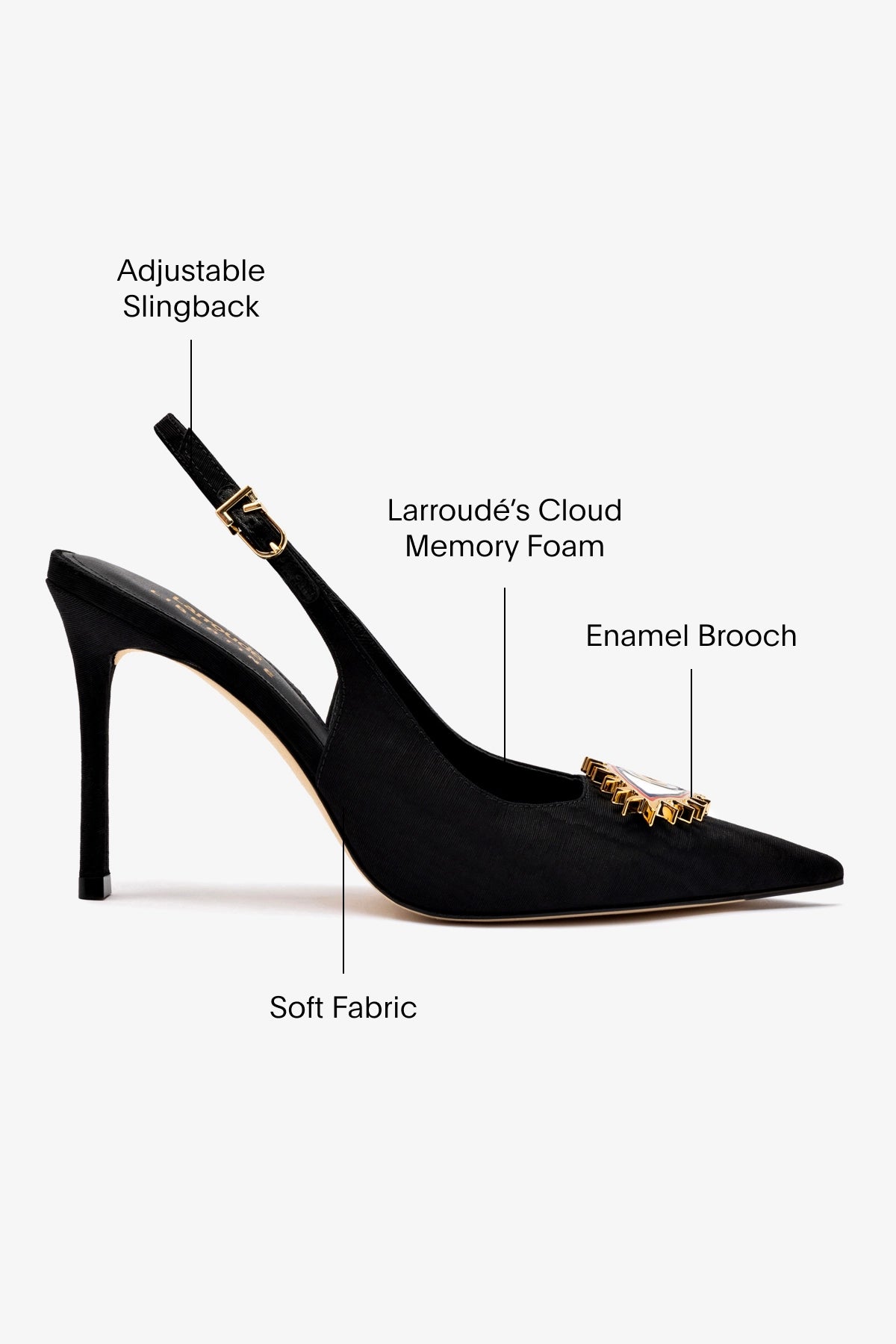 Larroudé x Libertine Black Fabric Eye Pump High Heels - Stylish Women's Dress Shoes for Parties, Weddings & Evening Events
