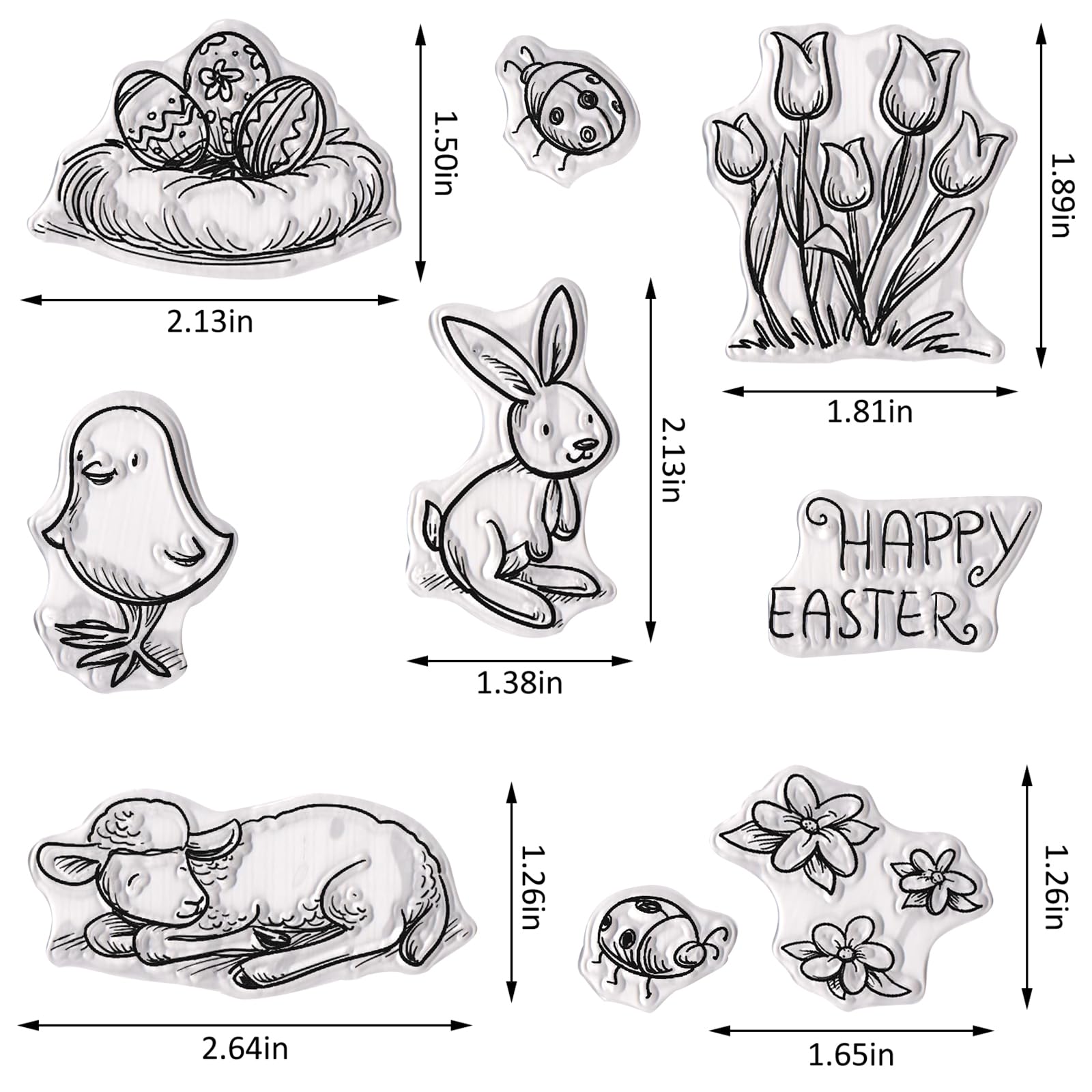 Happy Easter Clear Stamps Set - Bunny, Eggs & Spring Words Rubber Stamps for DIY Card Making, Scrapbooking, Embossing - Transparent Silicone Seals for Easter Crafts, Greeting Cards & Paper Albums (Perfect for Spring DIY Projects & Holiday Decorations)